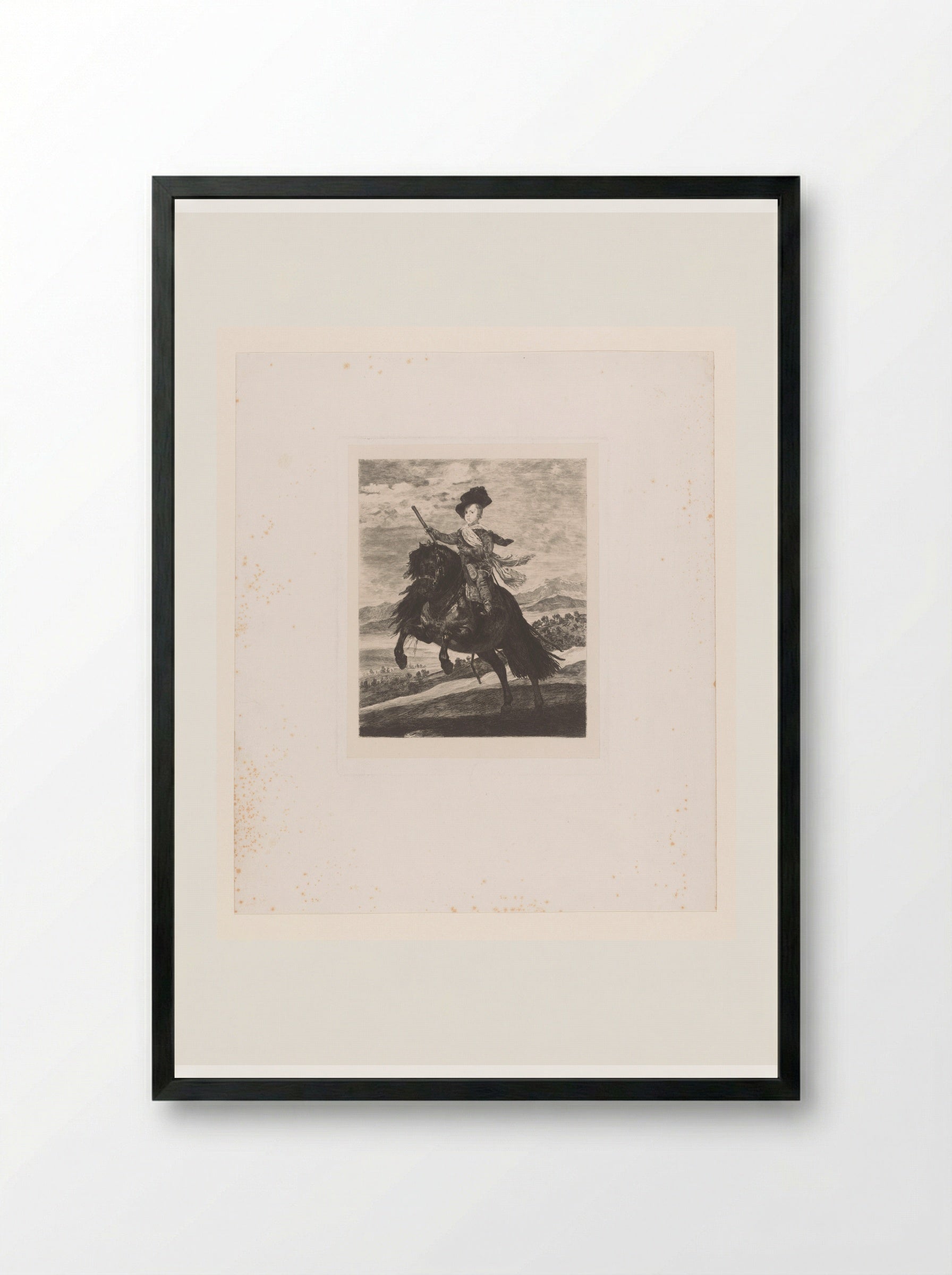 Ruiterportret van Prins Balthasar Karel van Spanje - Léopold Flameng - Framed Print Black