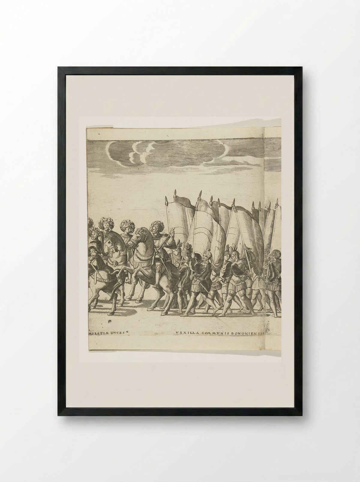 Ruiters en vaandeldragers, plaat 2 - Nicolaas Hogenberg - Framed Print Black