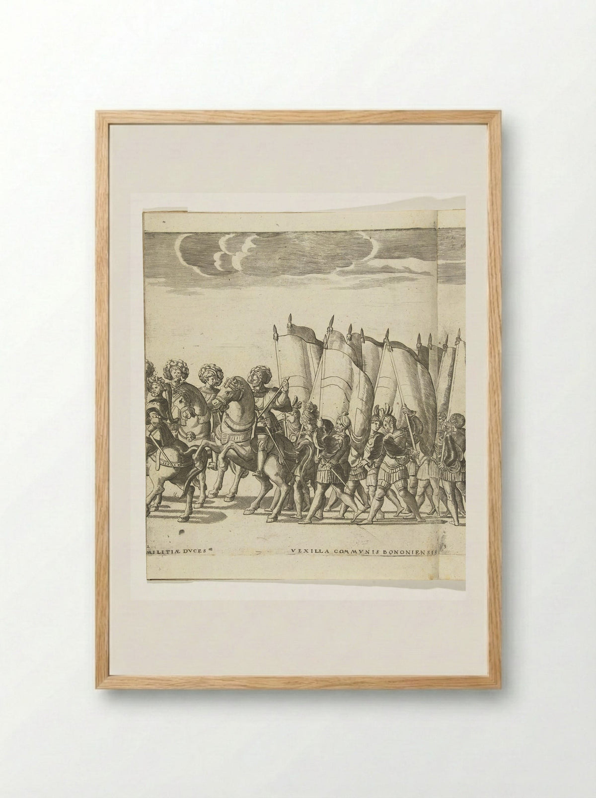 Ruiters en vaandeldragers, plaat 2 - Nicolaas Hogenberg - Framed Print Wood