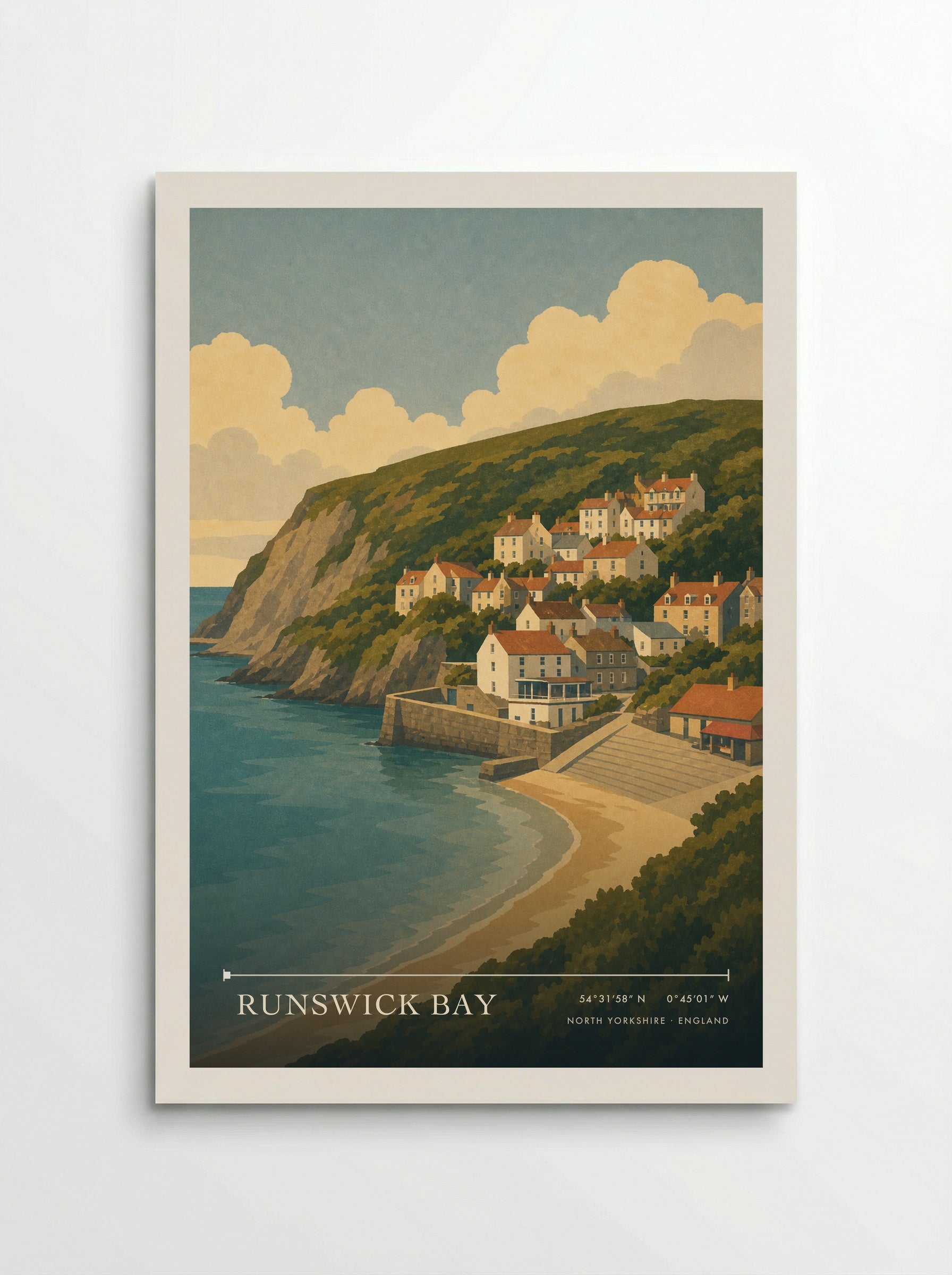 Runswick Bay Yorkshire Travel Poster - Poster
