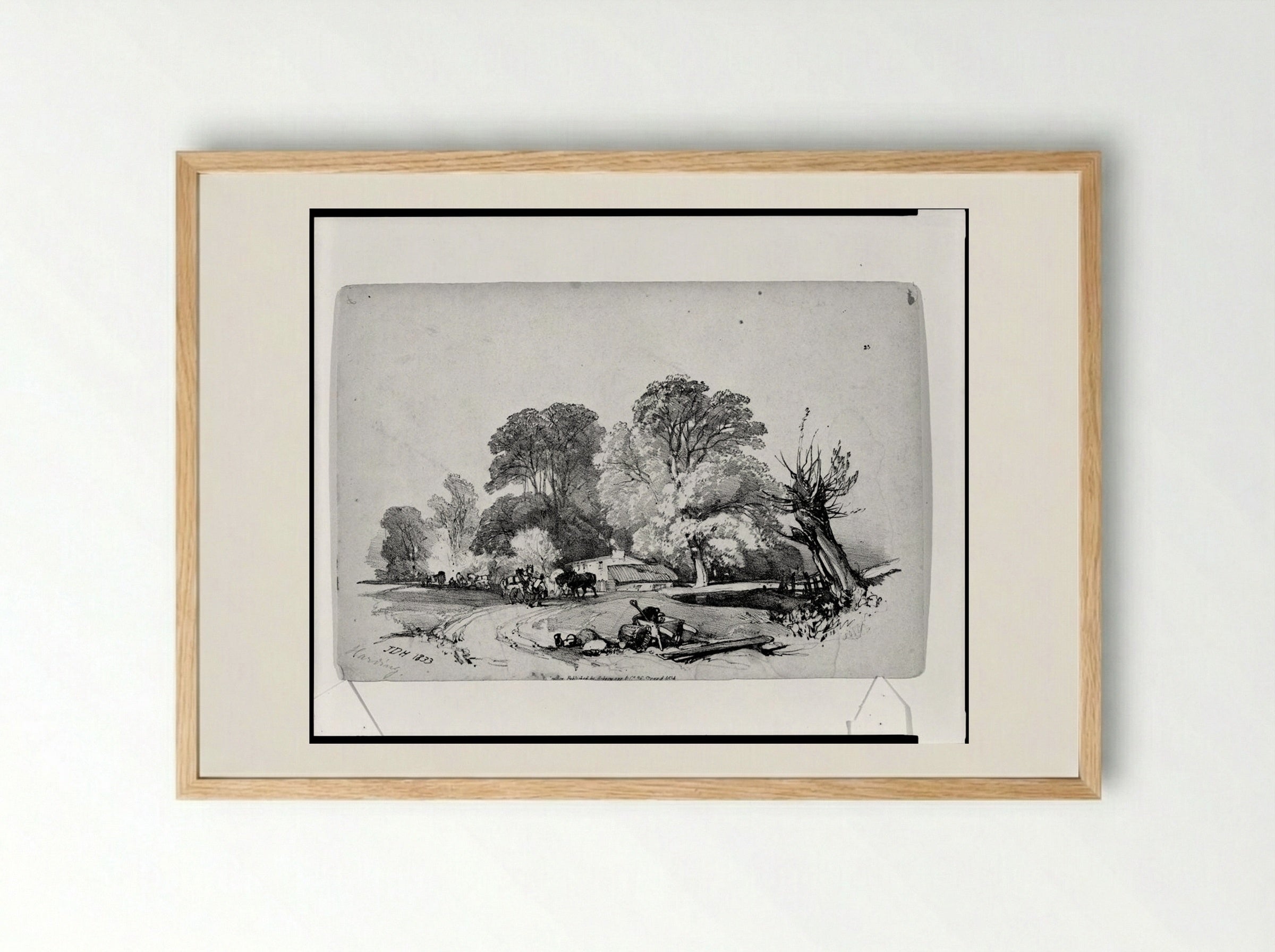 Rural Scene with Horses and Cart - James Duffield Harding - Framed Print Wood