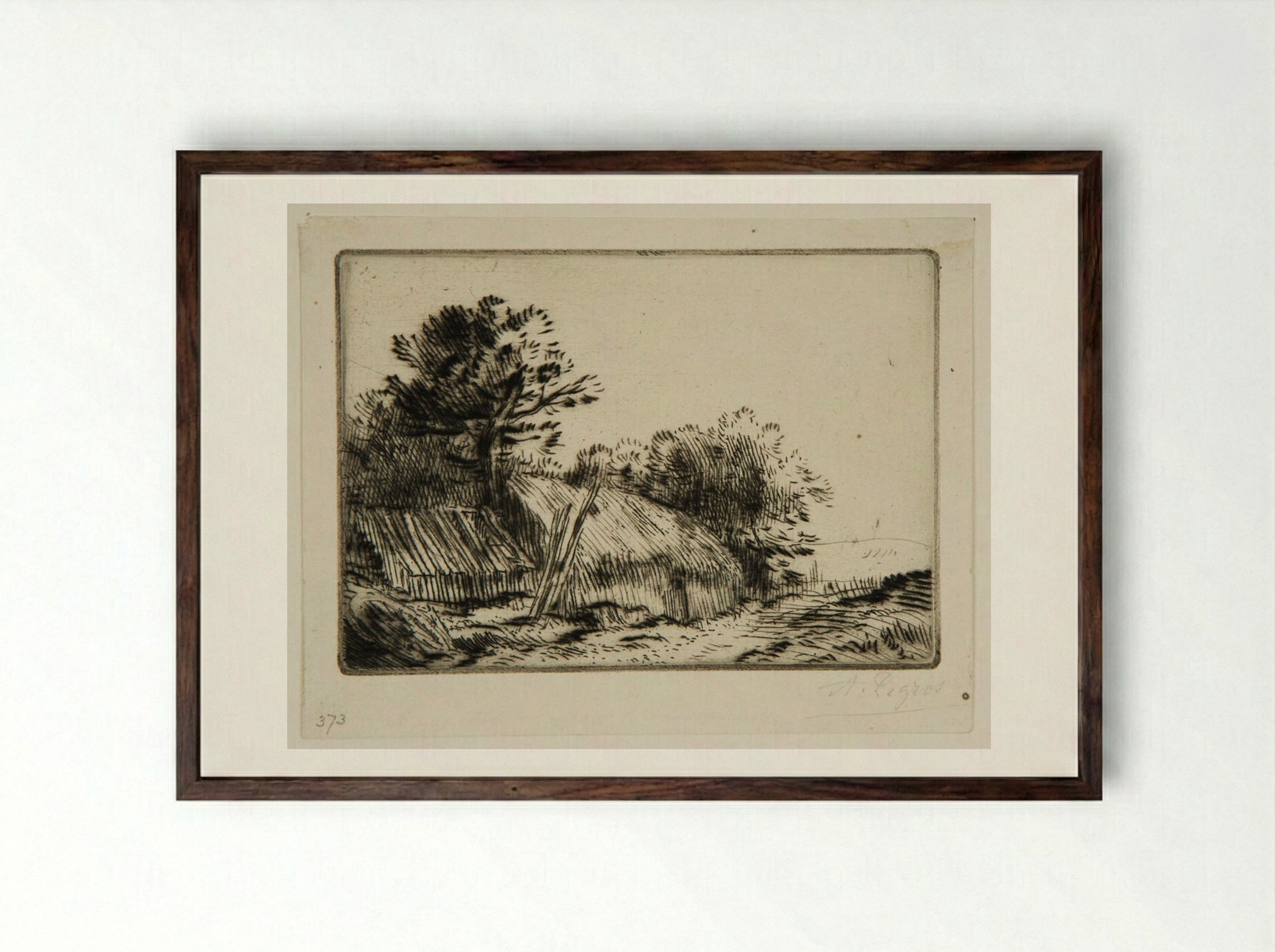 Rural Scene - Alphonse Legros - Framed Print Dark Wood