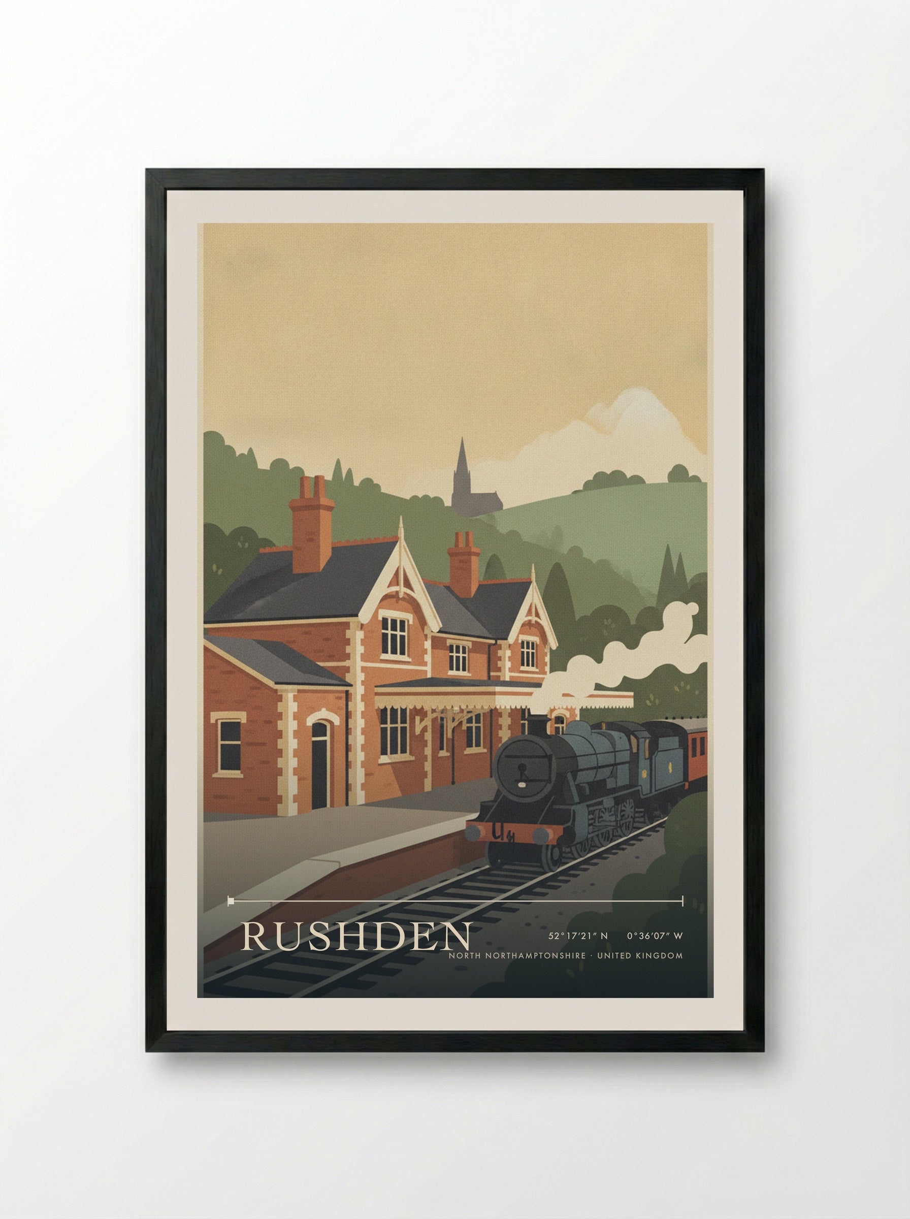 Rushden North Northamptonshire United Kingdom Travel Poster - Framed Print Black