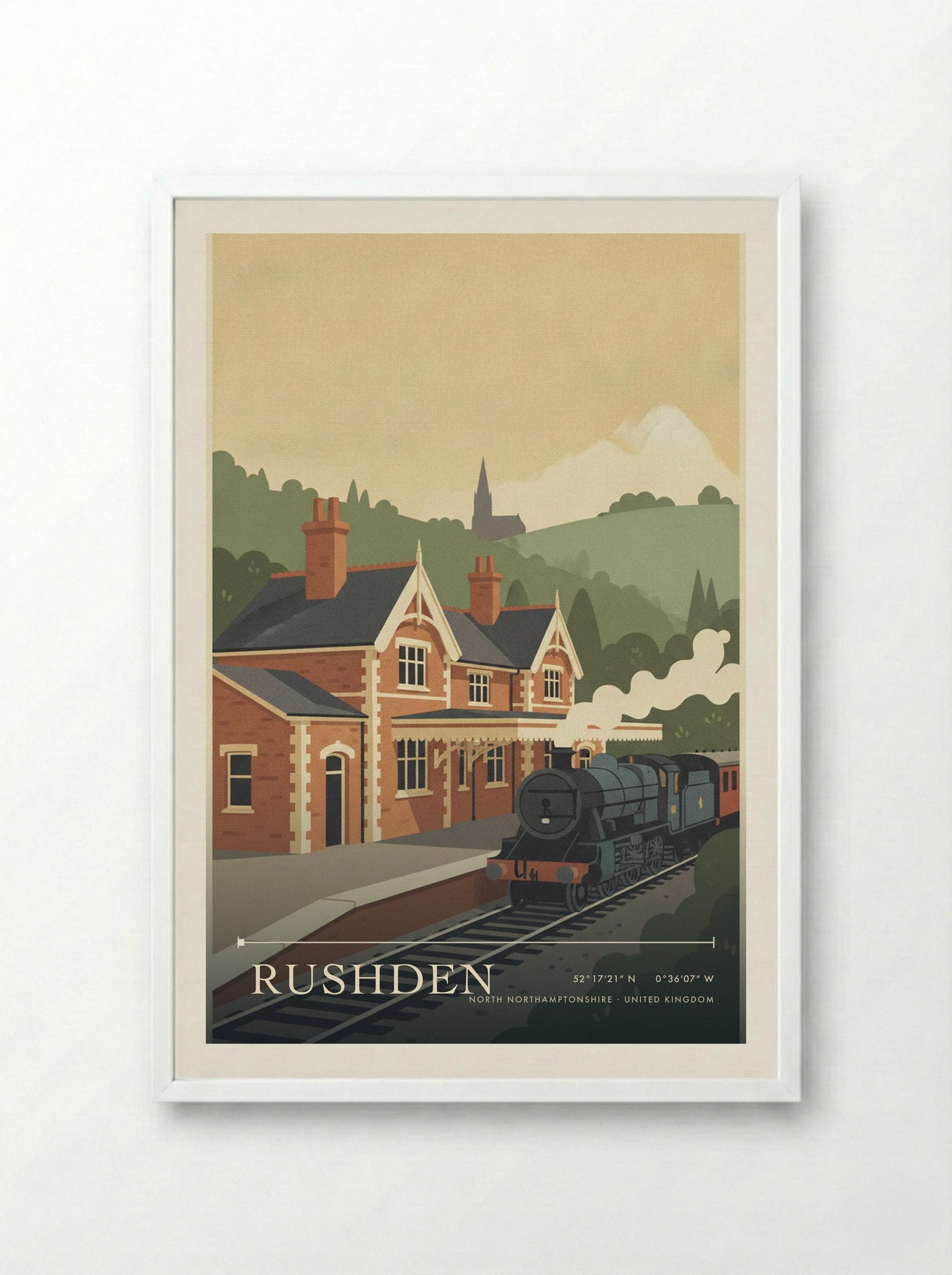 Rushden North Northamptonshire United Kingdom Travel Poster - Framed Print White