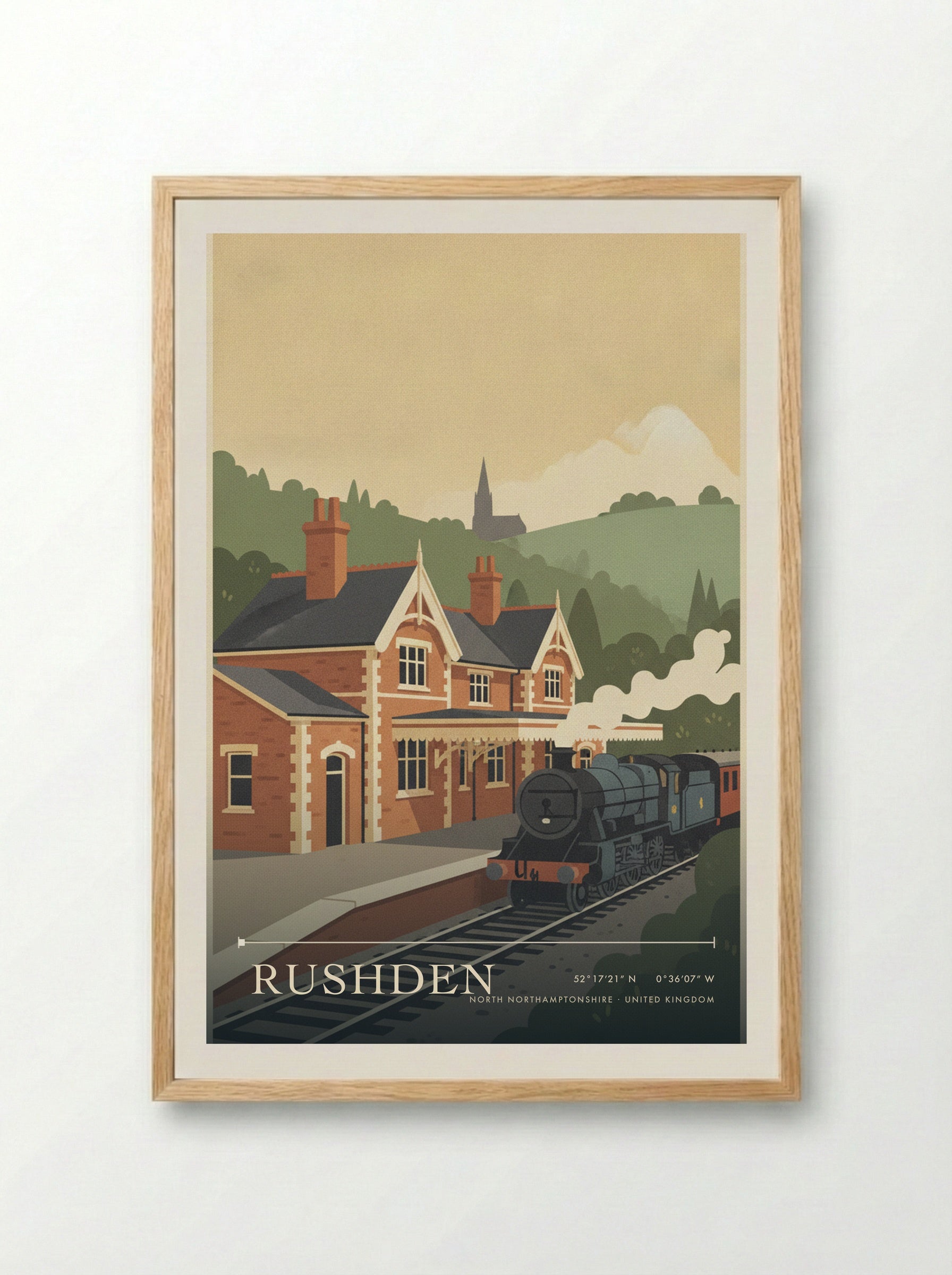 Rushden North Northamptonshire United Kingdom Travel Poster - Framed Print Wood