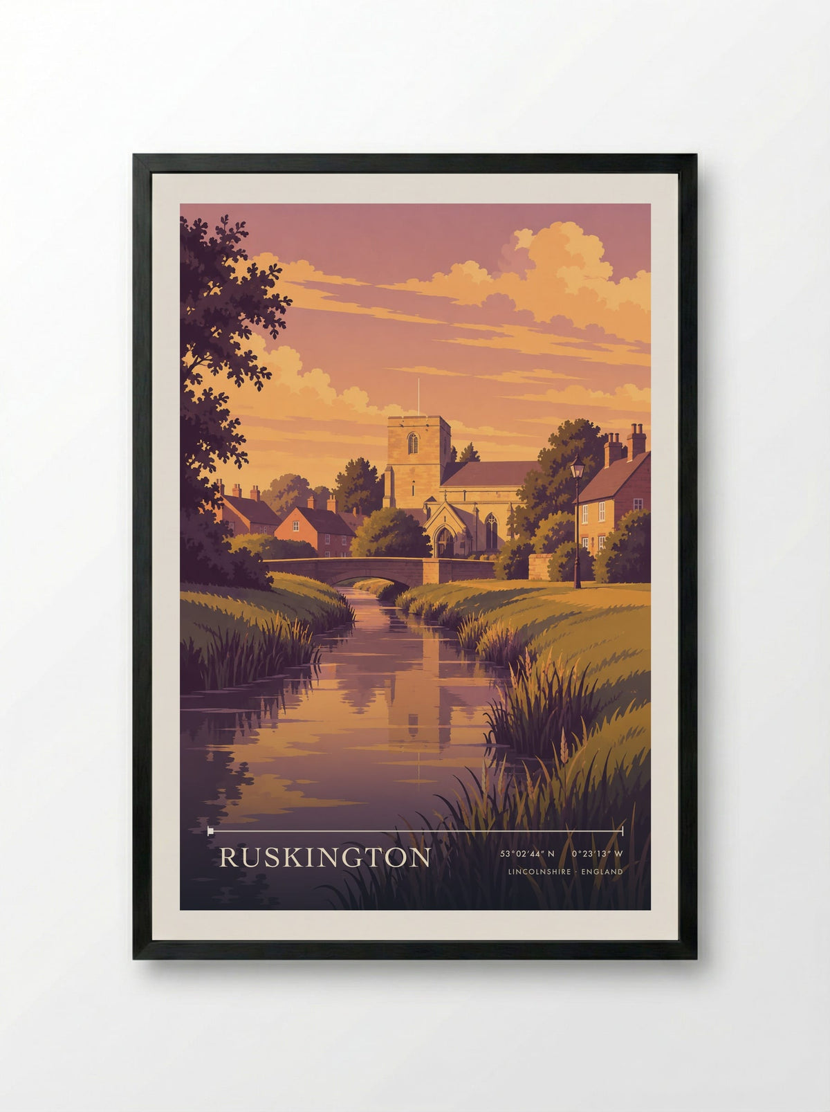 Ruskington, Lincolnshire | Travel Poster - Framed Print Black