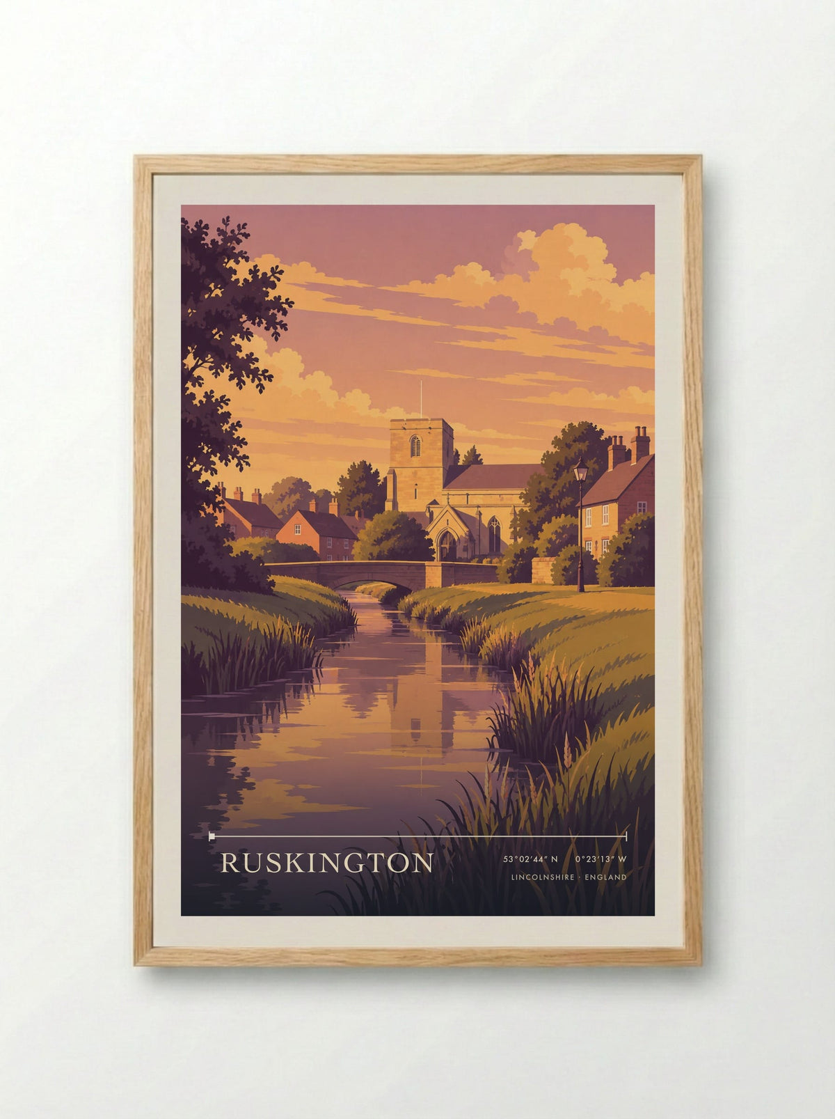 Ruskington, Lincolnshire | Travel Poster - Framed Print Wood