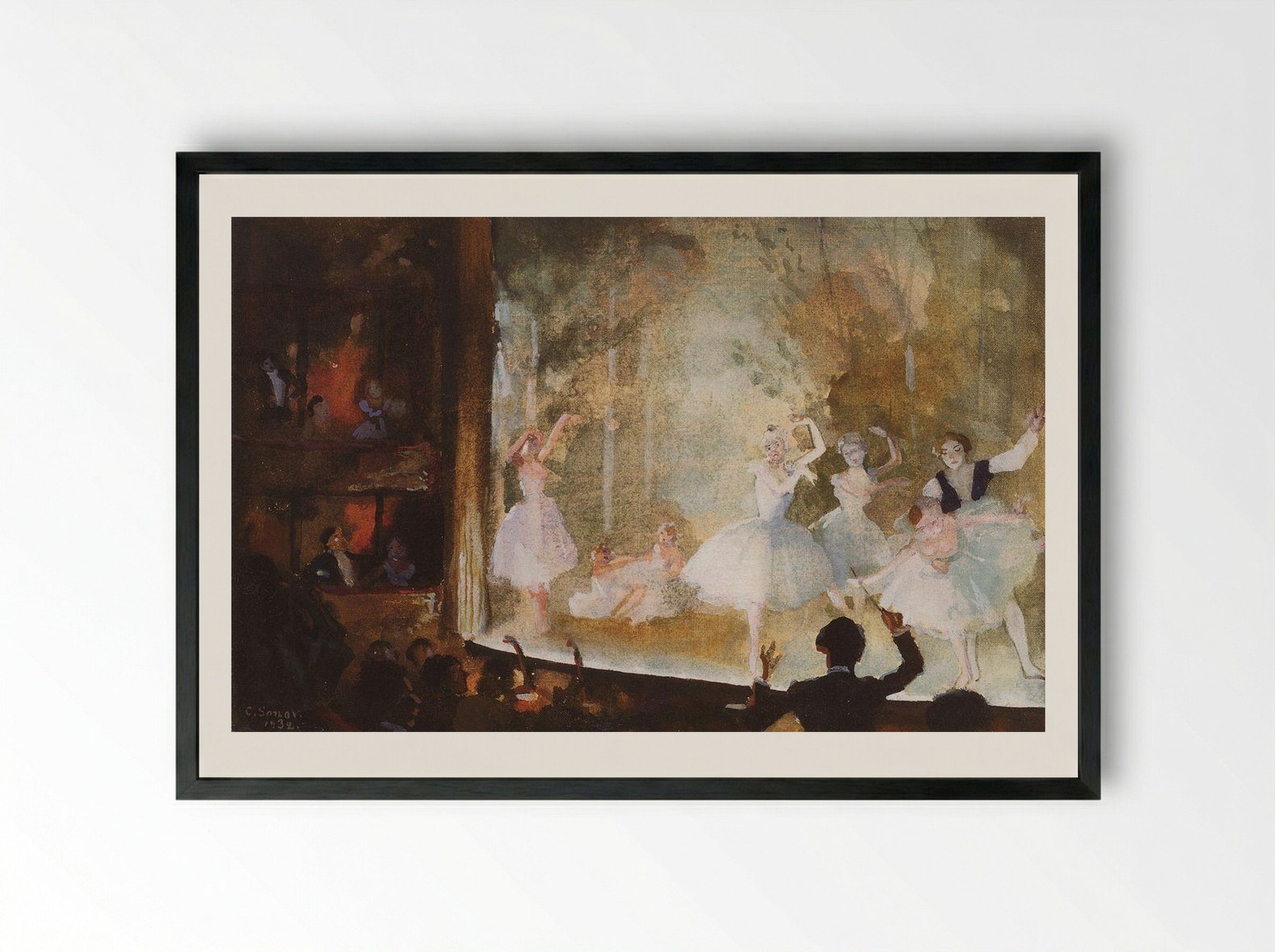 Russian Ballet at the Théâtre des Champs-Élysées - Konstantin Somov - Framed Print Black