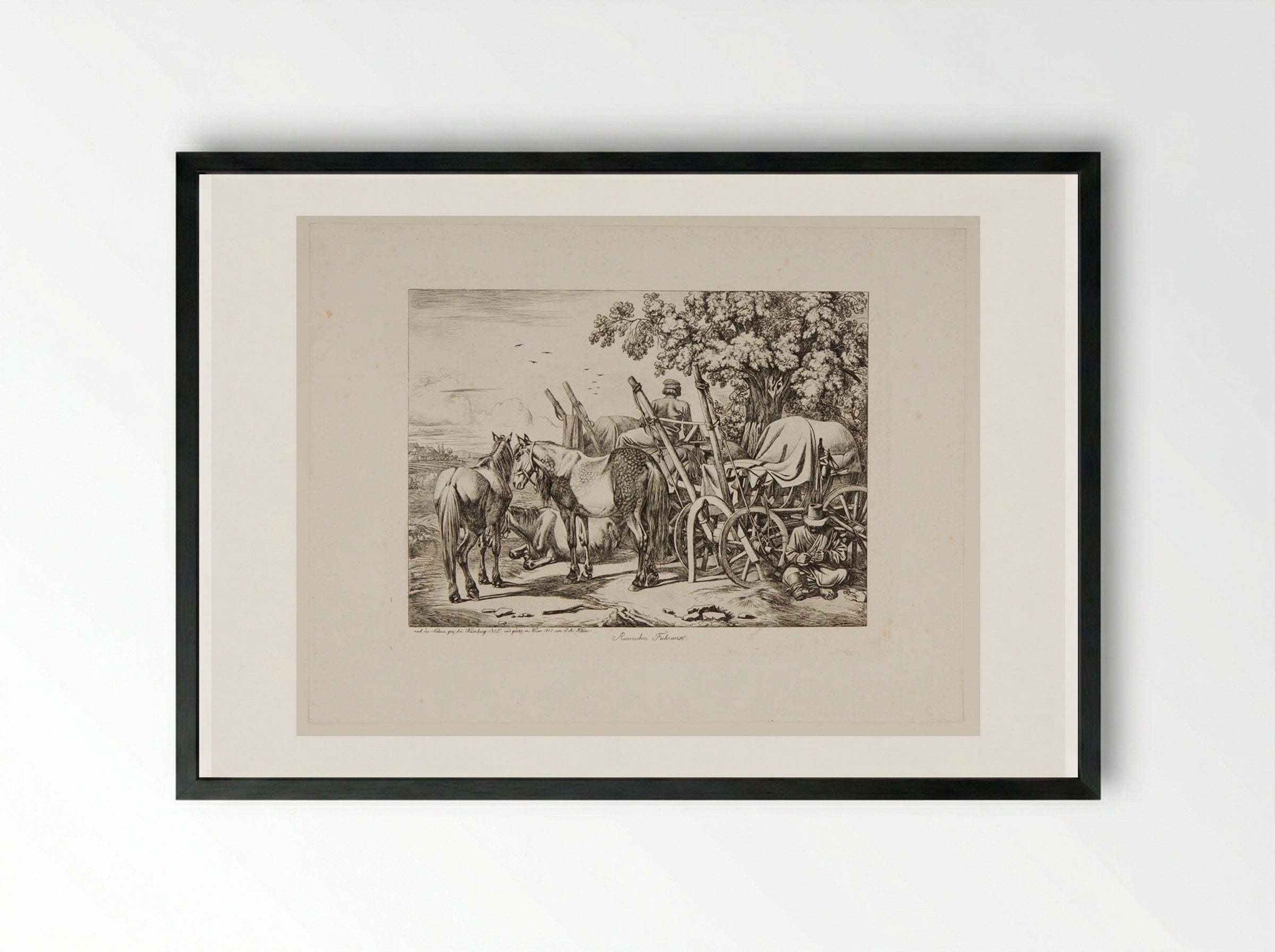 Russian Wagon - Johann Adam Klein - Framed Print Black