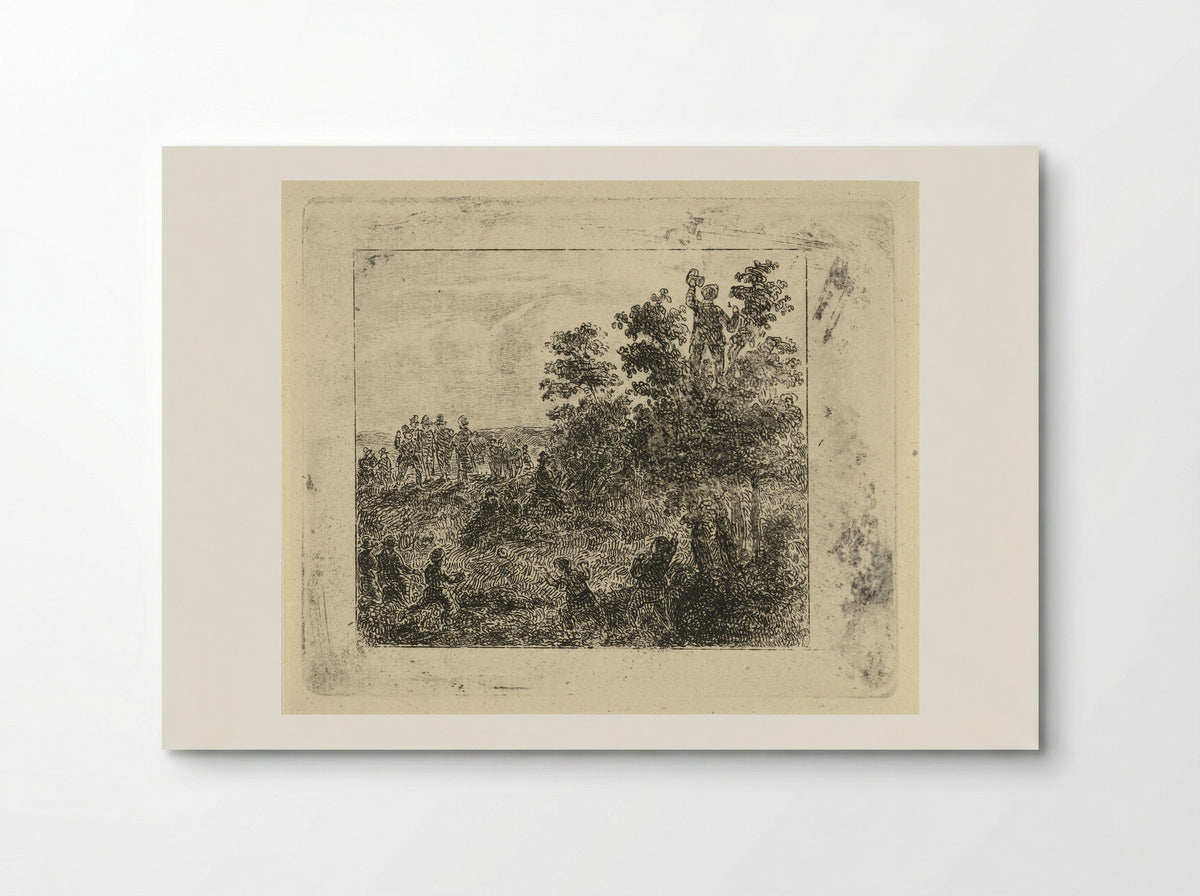 Rustend groepje wandelaars met balspelende kinderen - Johannes Adrianus van der Drift - Poster