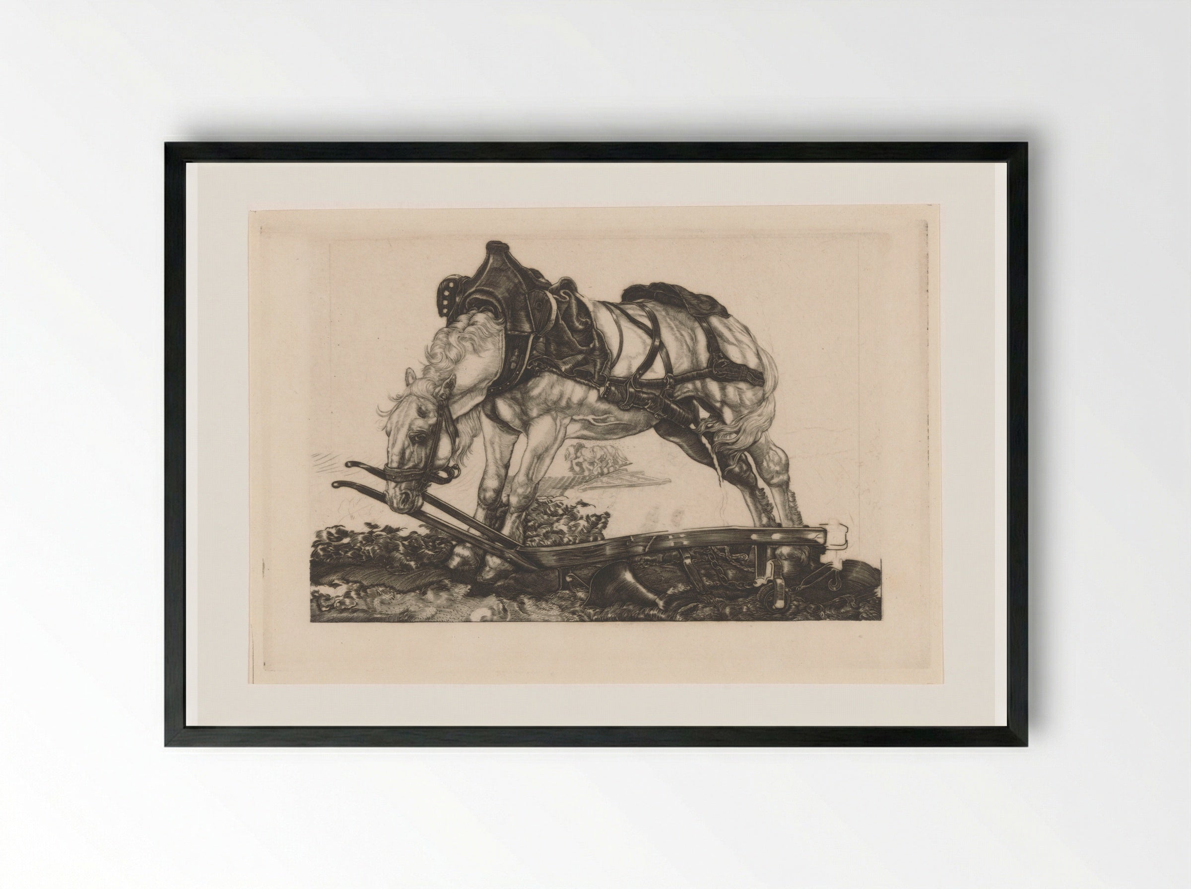 Rustend ploegpaard - Pieter Dupont - Framed Print Black
