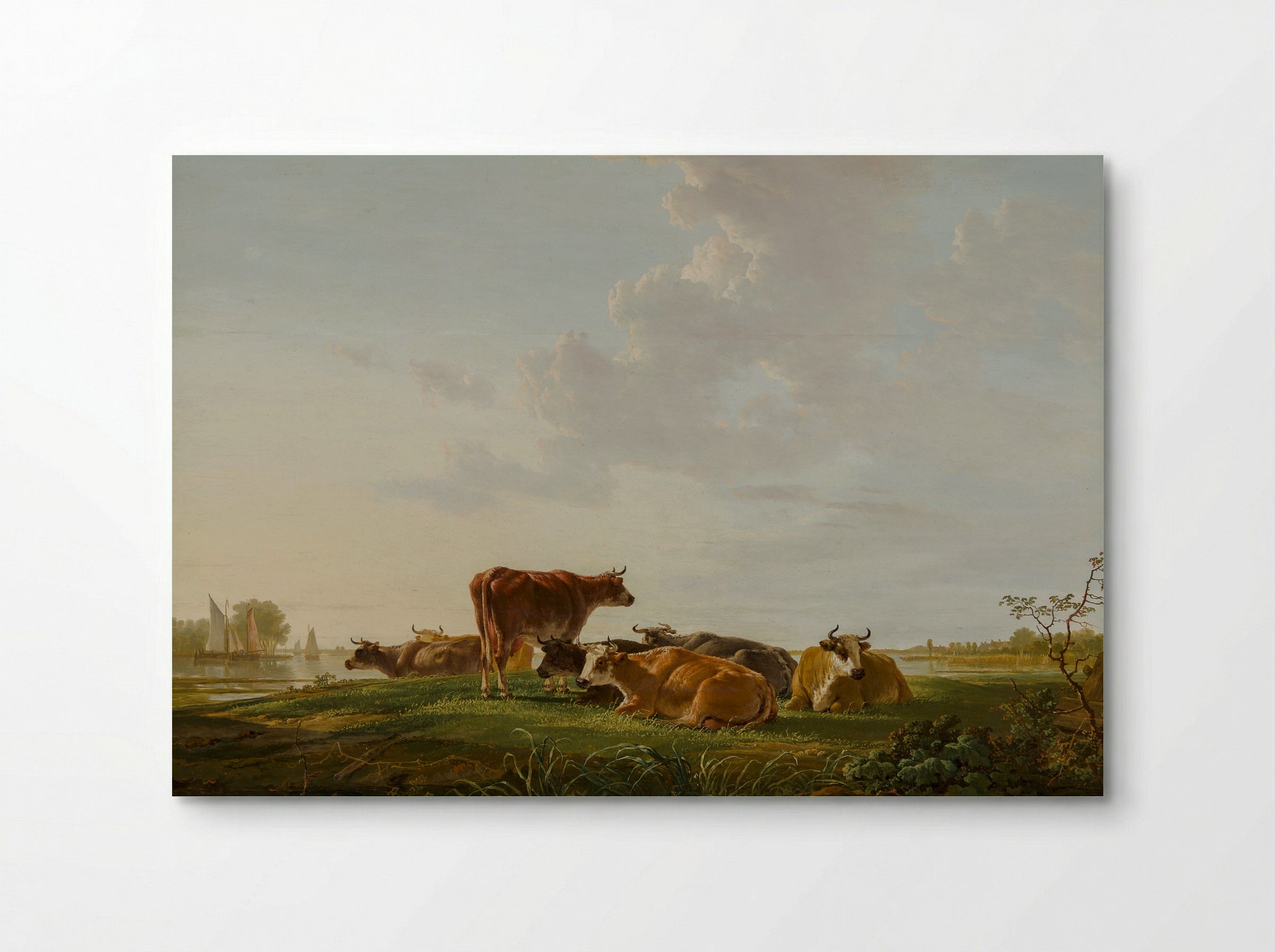 Rustend vee aan een bosrand bij een poel - Jacob van Strij - Poster