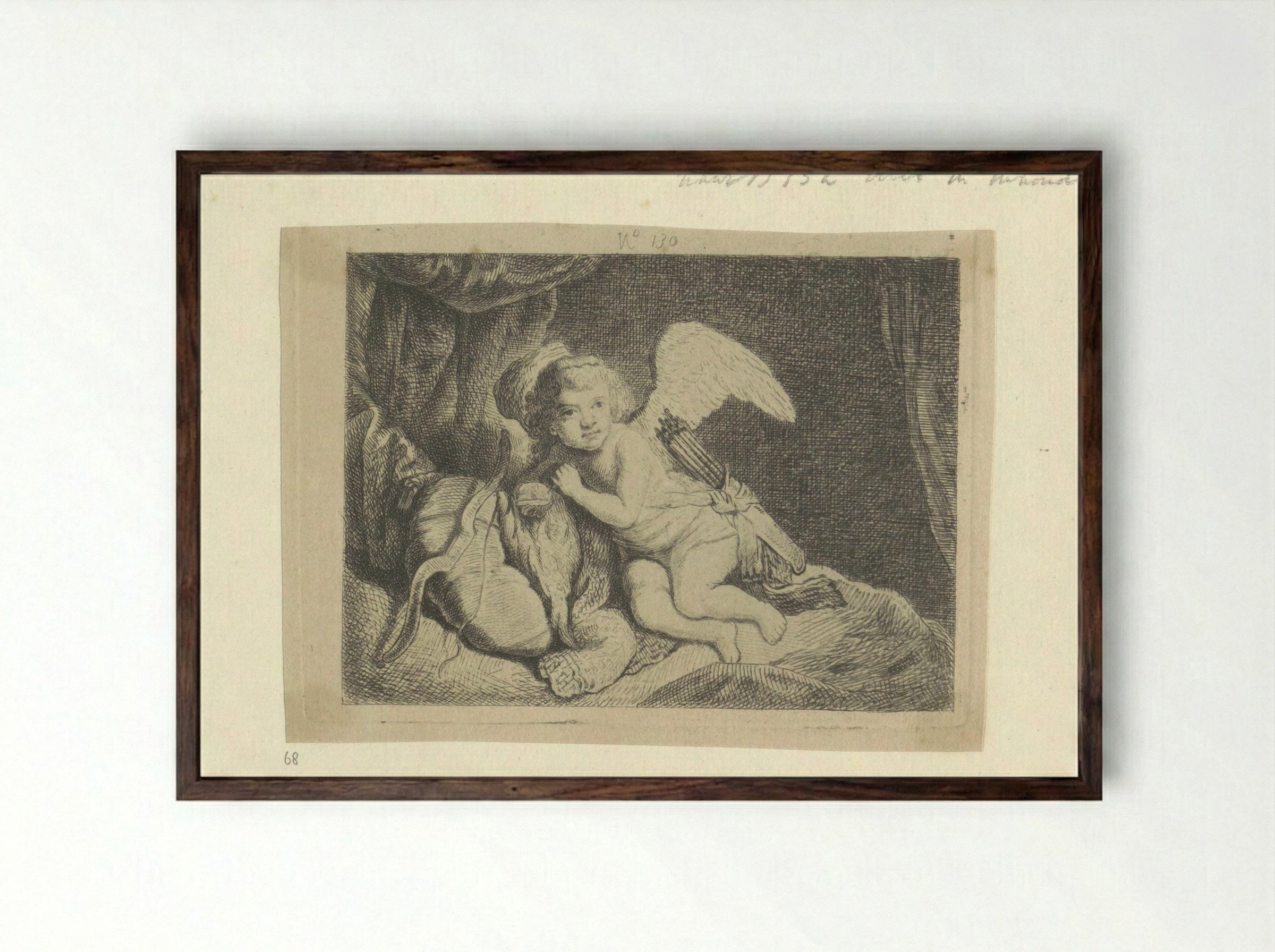 Rustende Amor - Henry Louis Basan - Framed Print Dark Wood