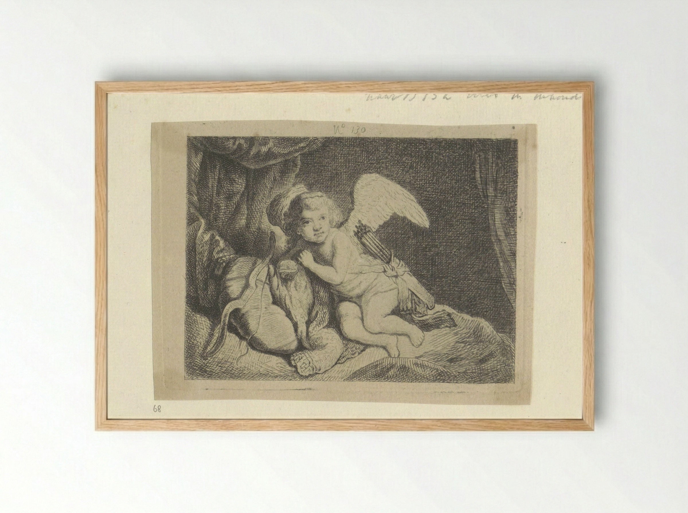 Rustende Amor - Henry Louis Basan - Framed Print Wood