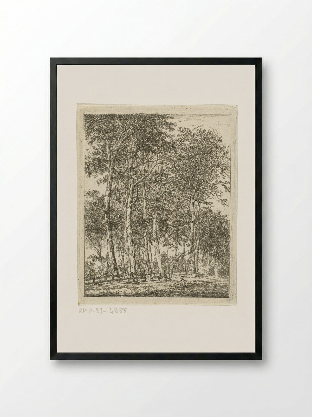 Rustende figuren bij hoge bomen - Hermanus van Brussel - Framed Print Black