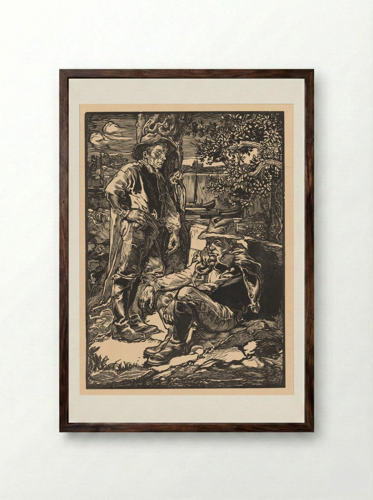 Rustende polderwerkers - Johannes Josephus Aarts - Framed Print Dark Wood