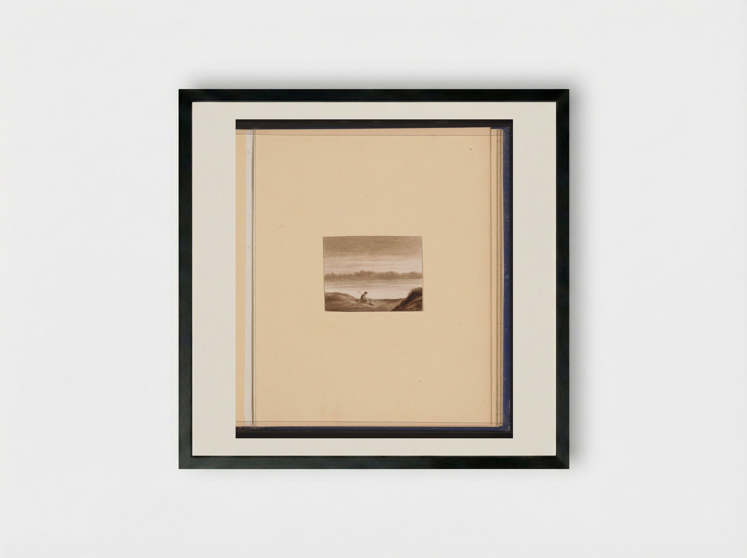 Rustende reiziger aan een waterkant - Alexander Ver Huell - Framed Print Black