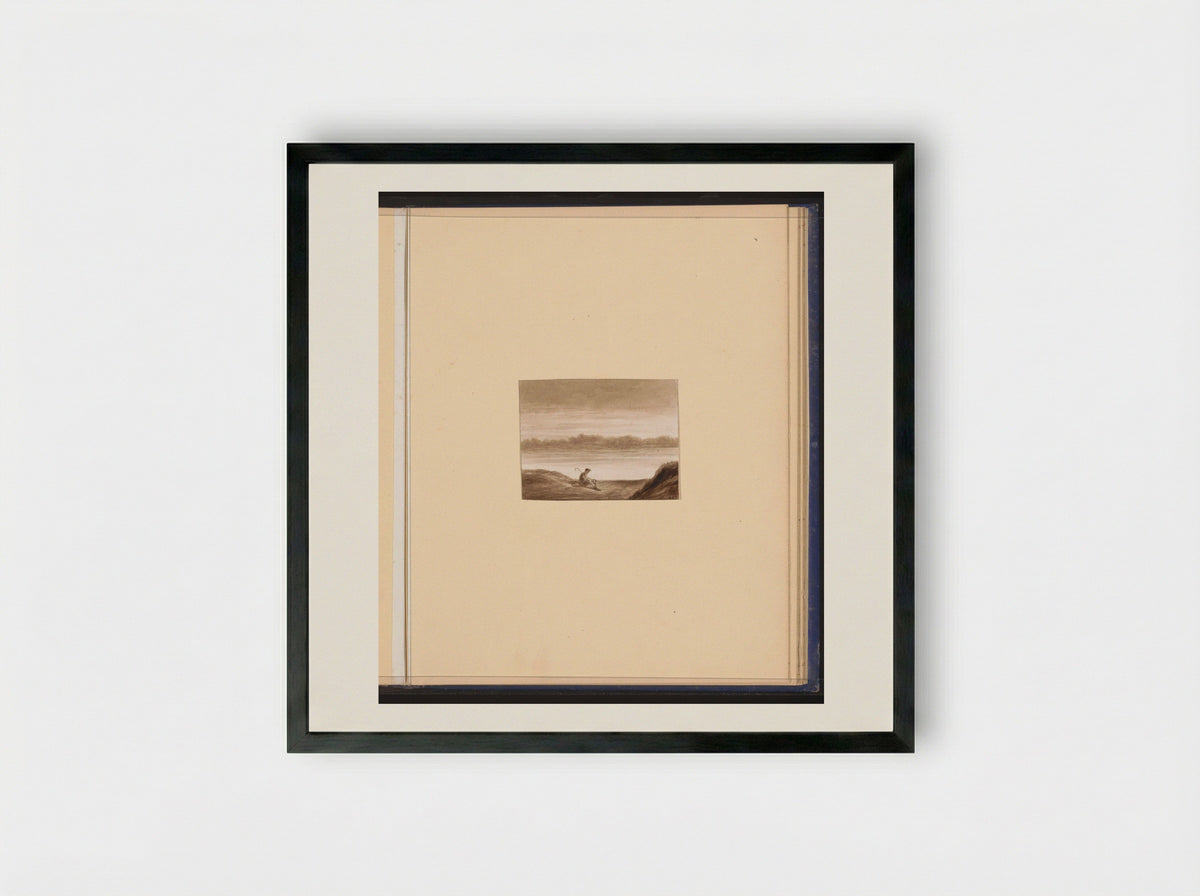 Rustende reiziger aan een waterkant - Alexander Ver Huell - Framed Print Black