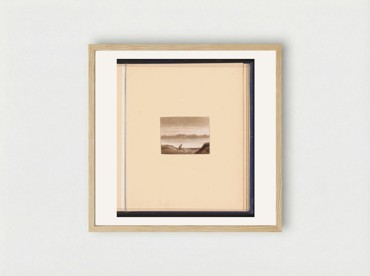 Rustende reiziger aan een waterkant - Alexander Ver Huell - Framed Print Wood