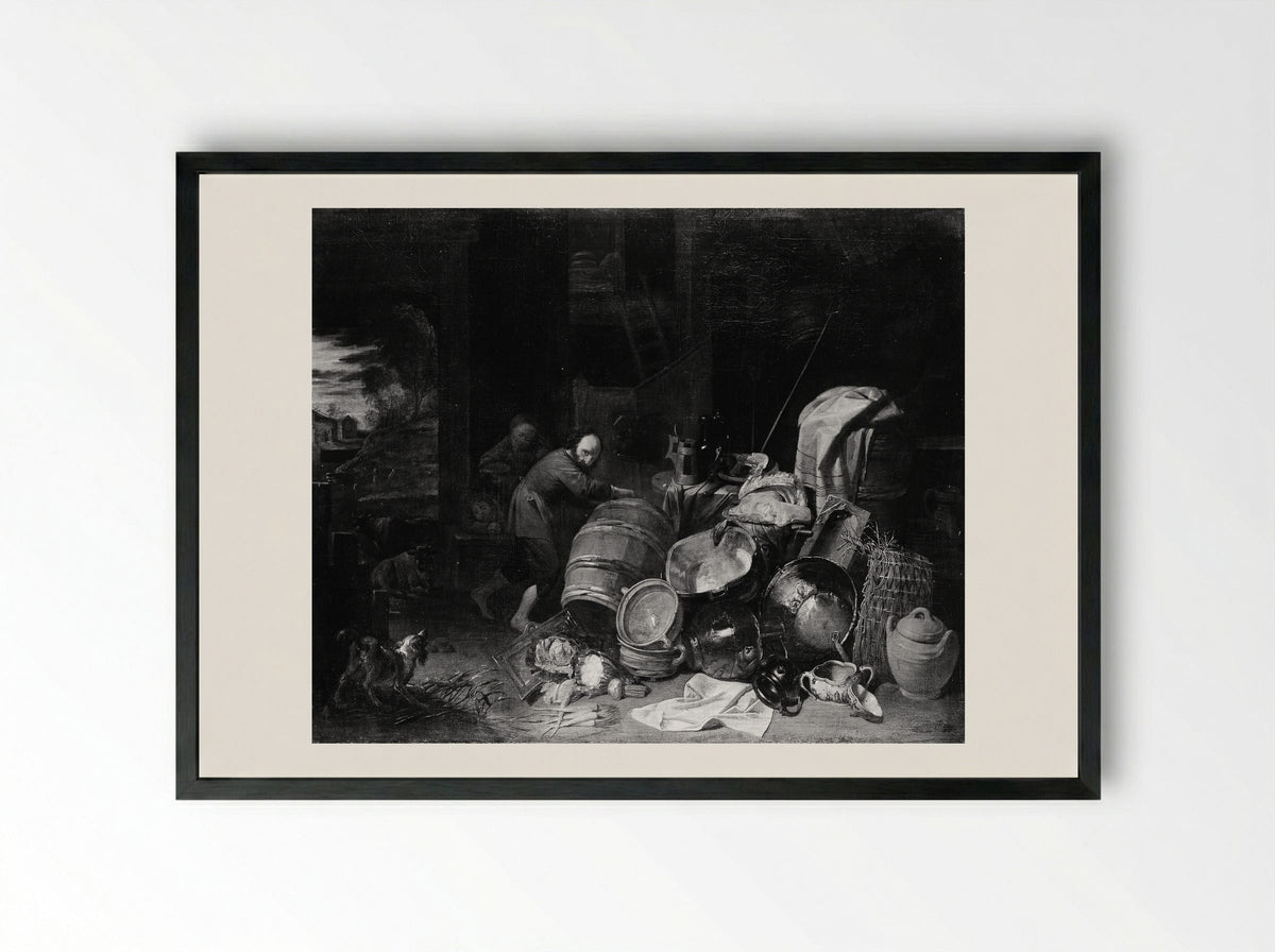 Rustic Interior - David Ryckaert III - Framed Print Black