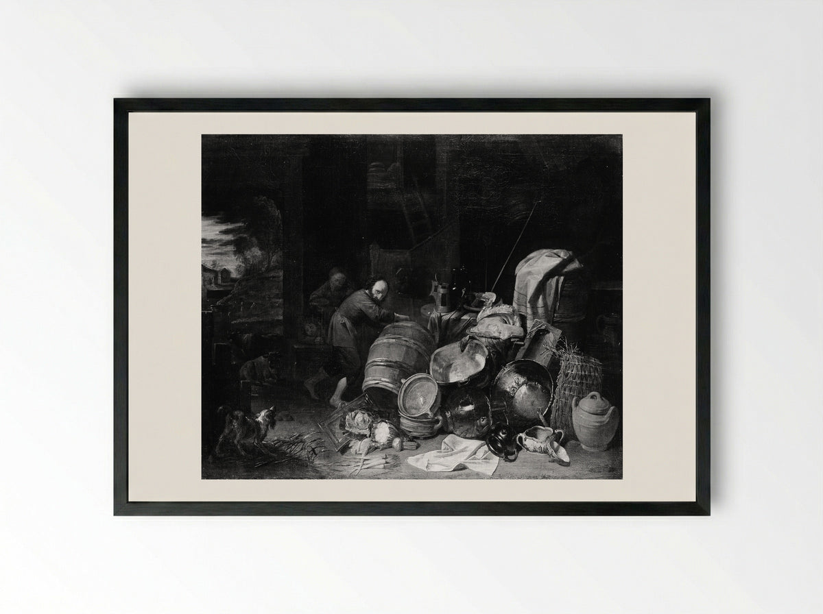 Rustic Interior - David Ryckaert III - Framed Print Black
