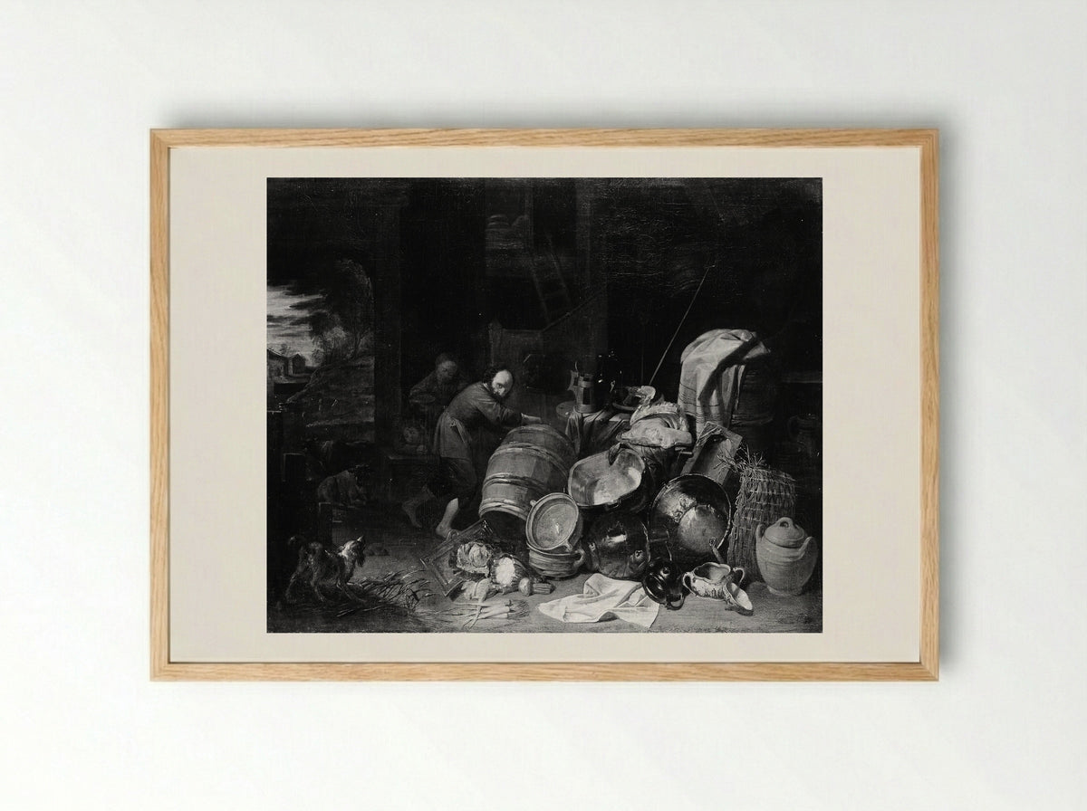 Rustic Interior - David Ryckaert III - Framed Print Wood