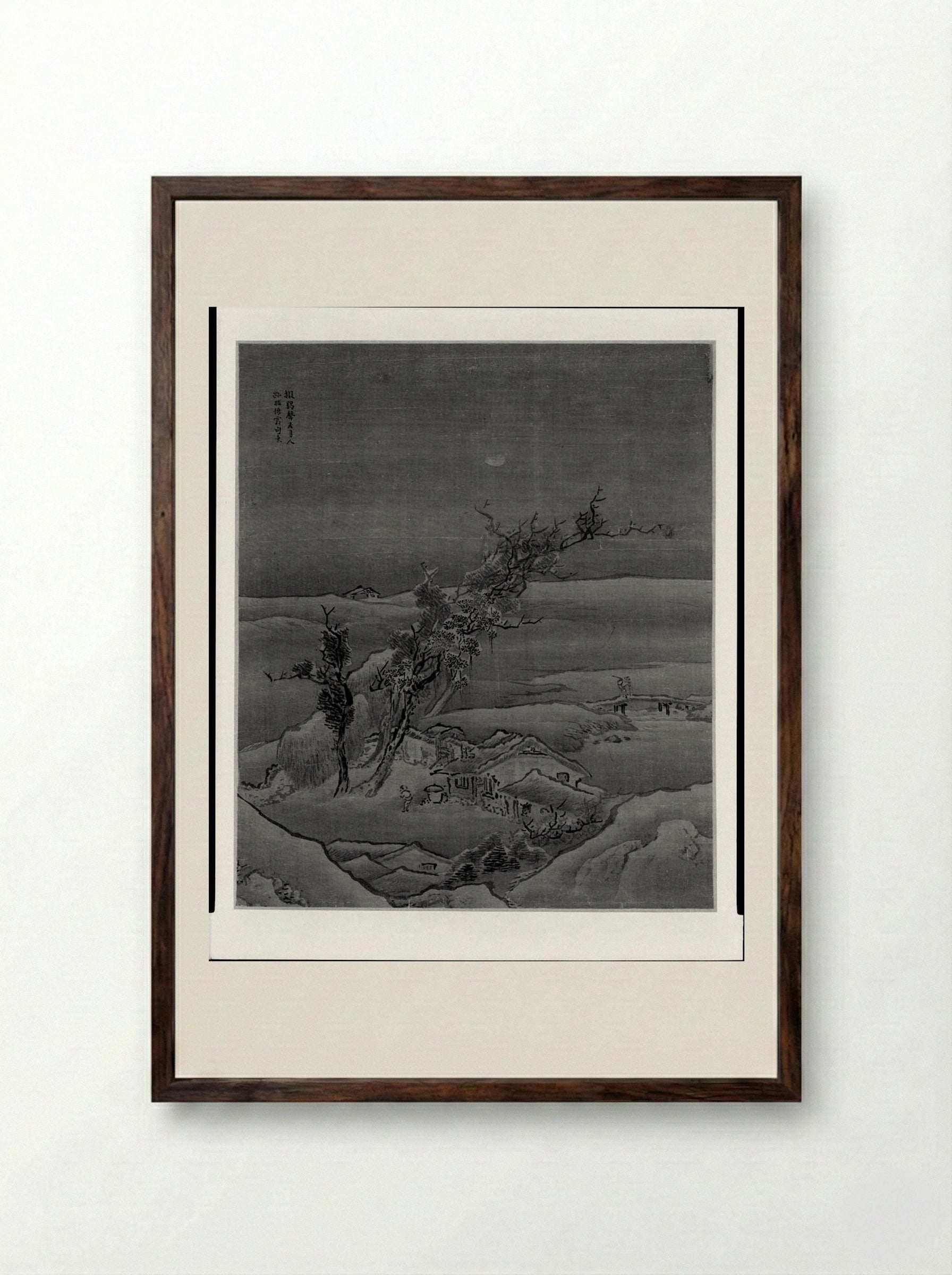 Rustic Lodge Under Leaning Trees - Yuan Yao - Framed Print Dark Wood