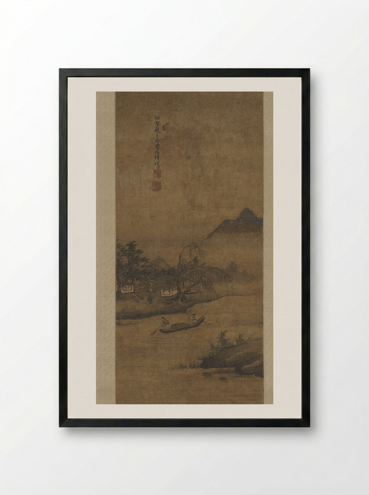 Rustic Retreat Among Fishermen - Zhou Wenjing - Framed Print Black
