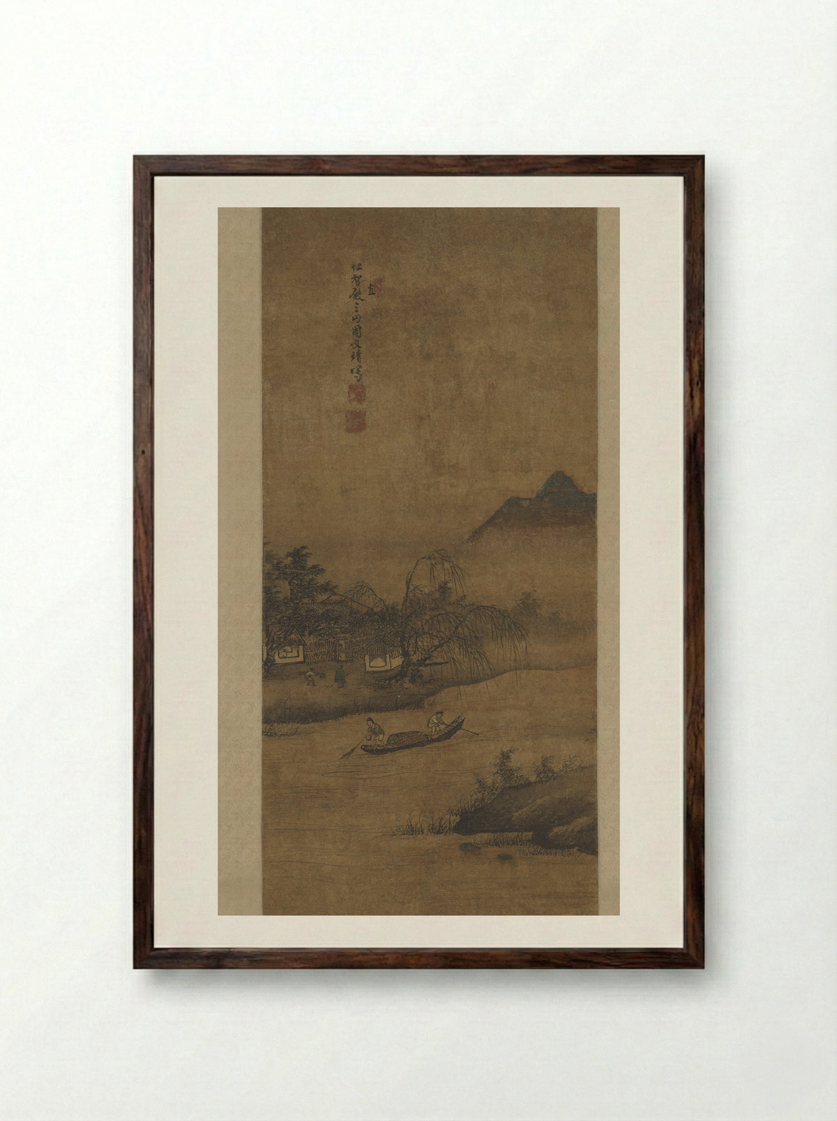 Rustic Retreat Among Fishermen - Zhou Wenjing - Framed Print Dark Wood