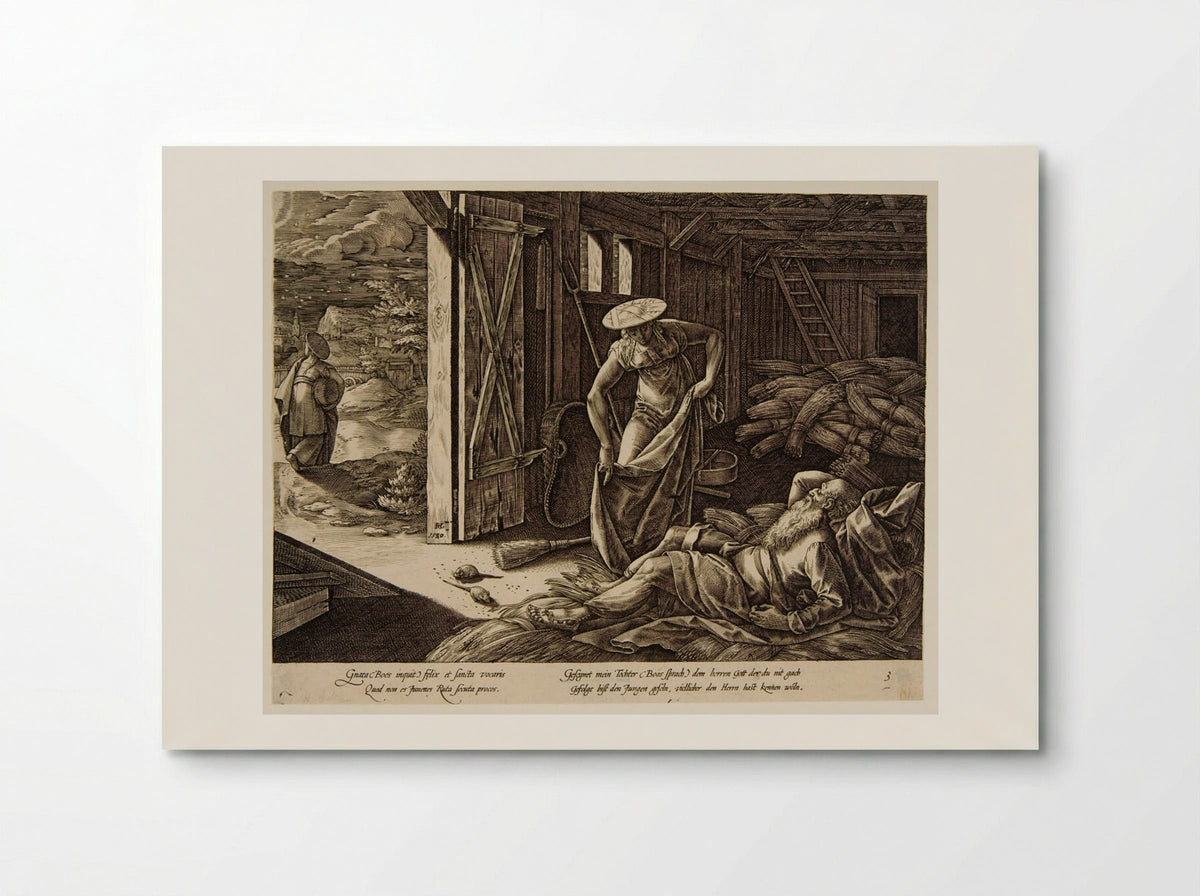 Ruth and Boaz in the Threshing Shed - Hendrick Goltzius - Poster