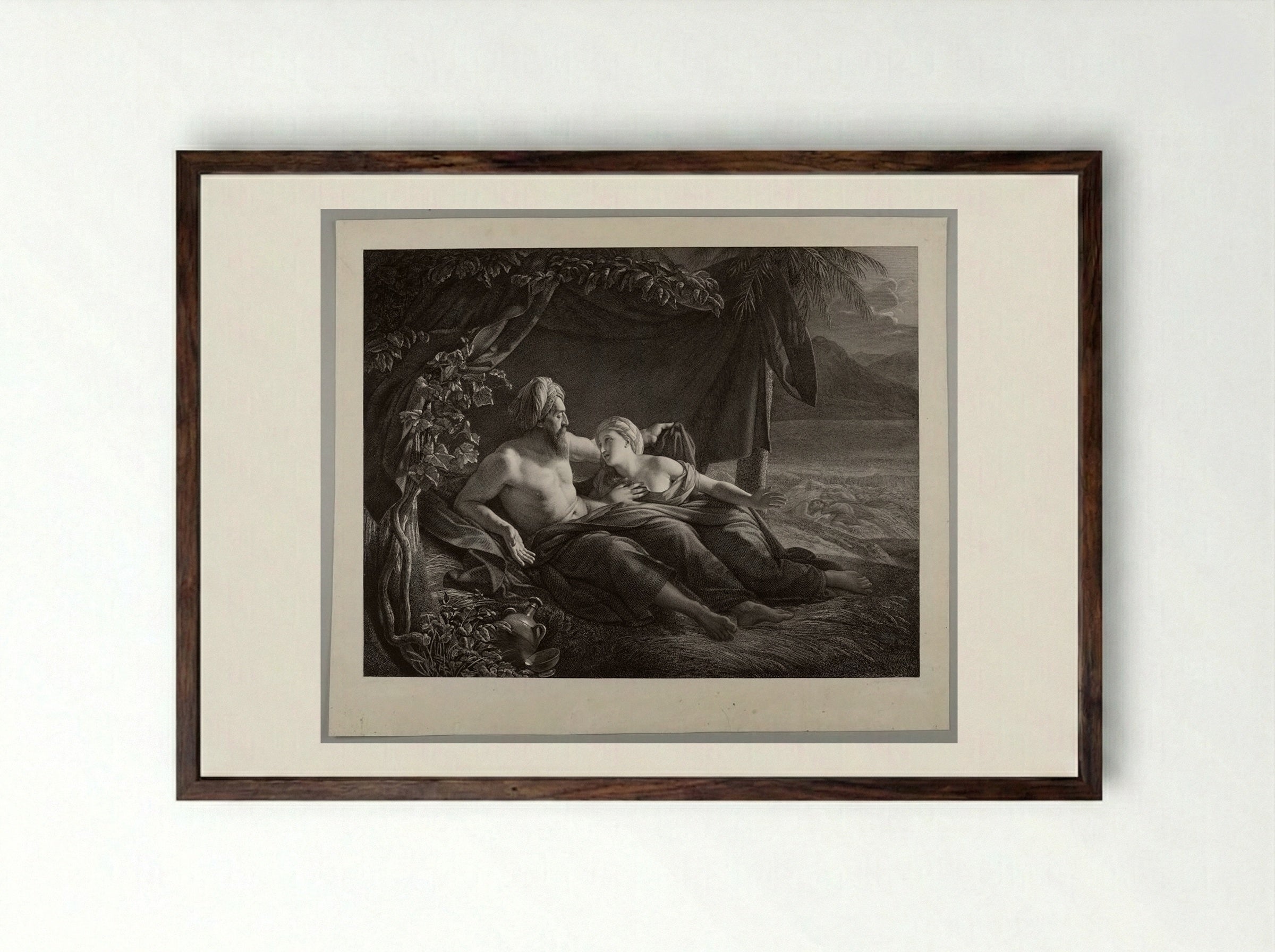 Ruth and Boaz - Pierre Alexandre Tardieu - Framed Print Dark Wood