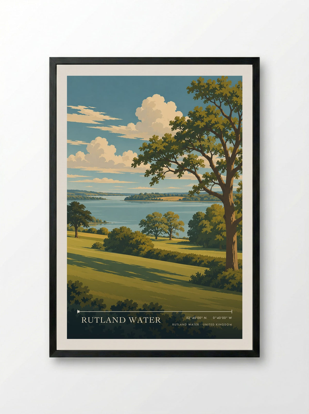 Rutland Water | Travel Poster - Framed Print Black