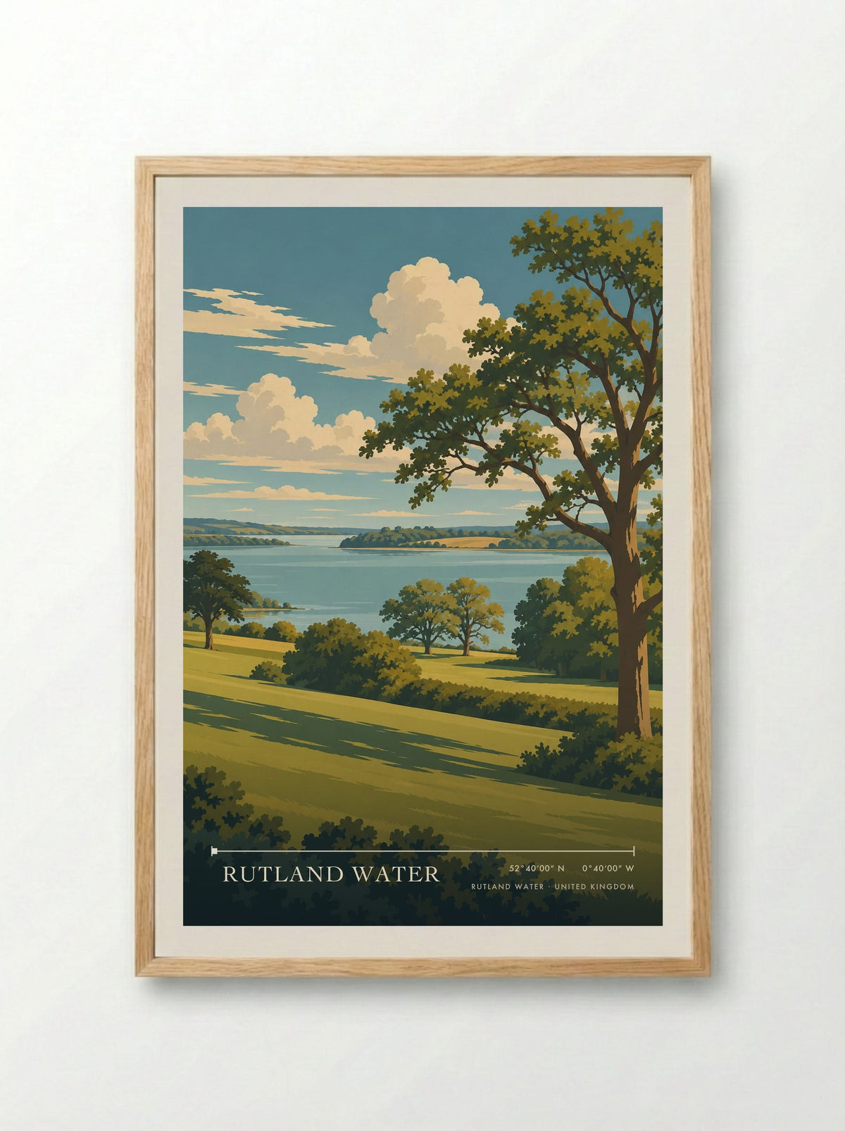 Rutland Water | Travel Poster - Framed Print Wood