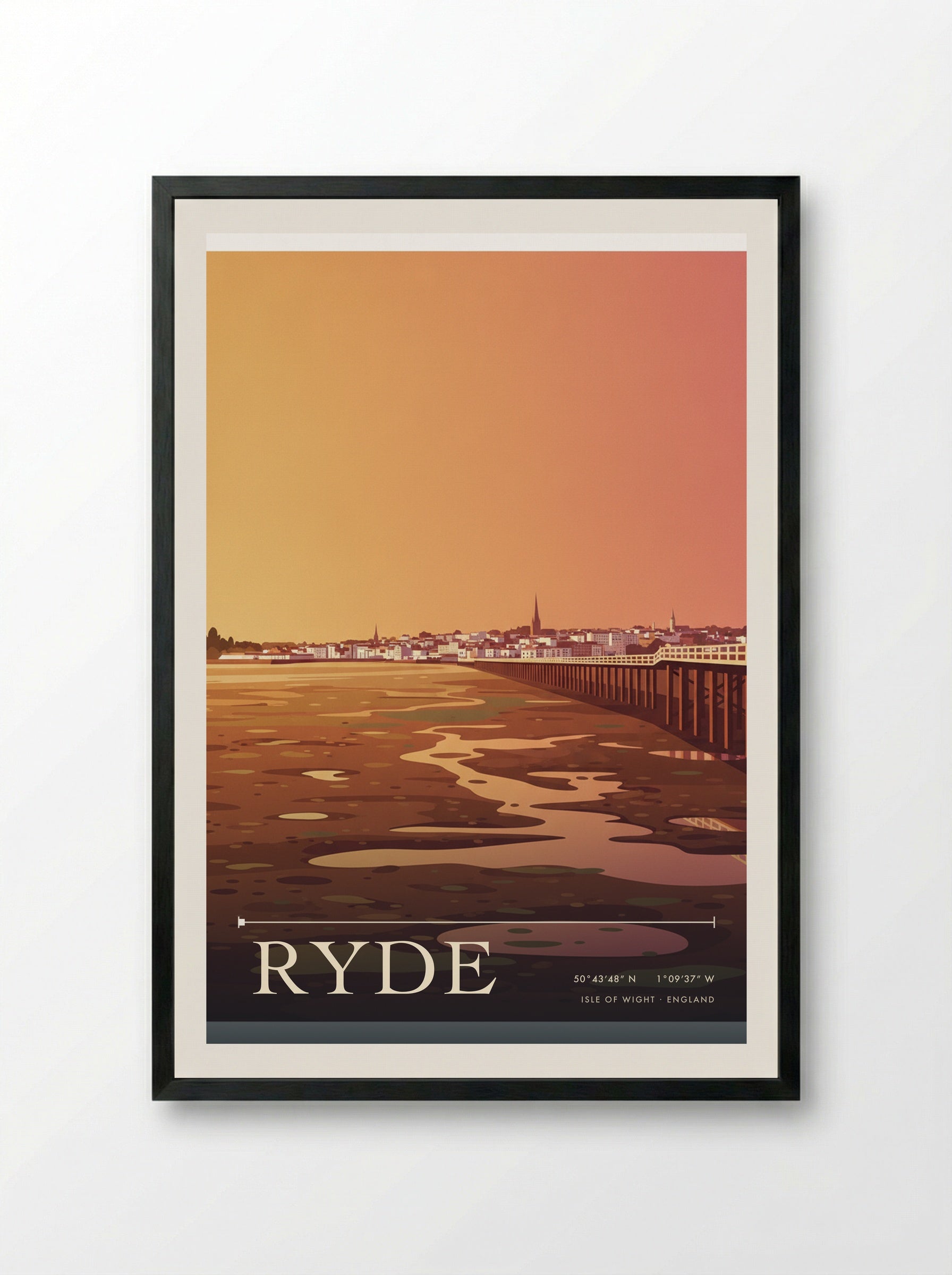 Ryde Isle of Wight England Travel Poster - Framed Print Black