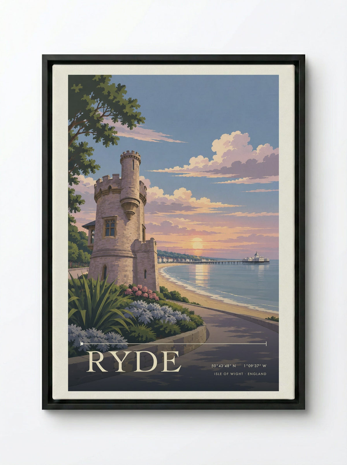 Ryde Isle of Wight | Travel Poster - Framed Canvas Black