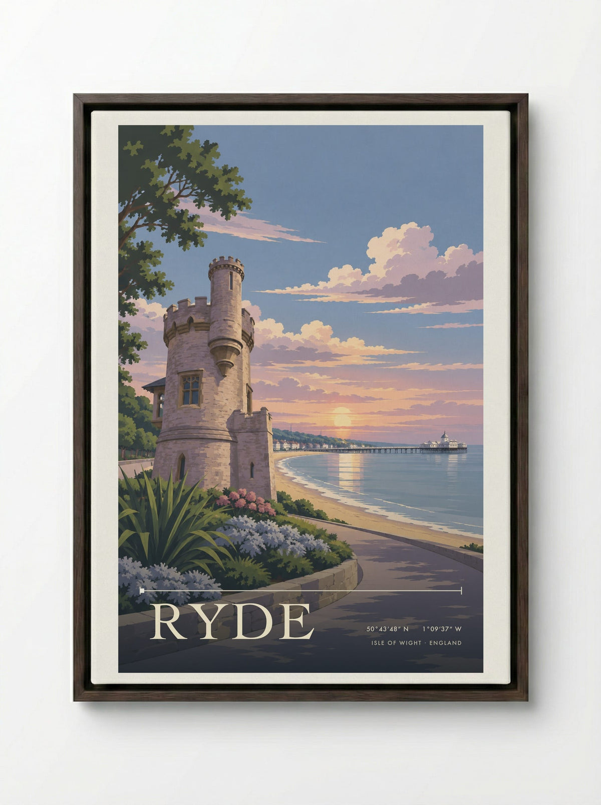 Ryde Isle of Wight | Travel Poster - Framed Canvas Dark Wood