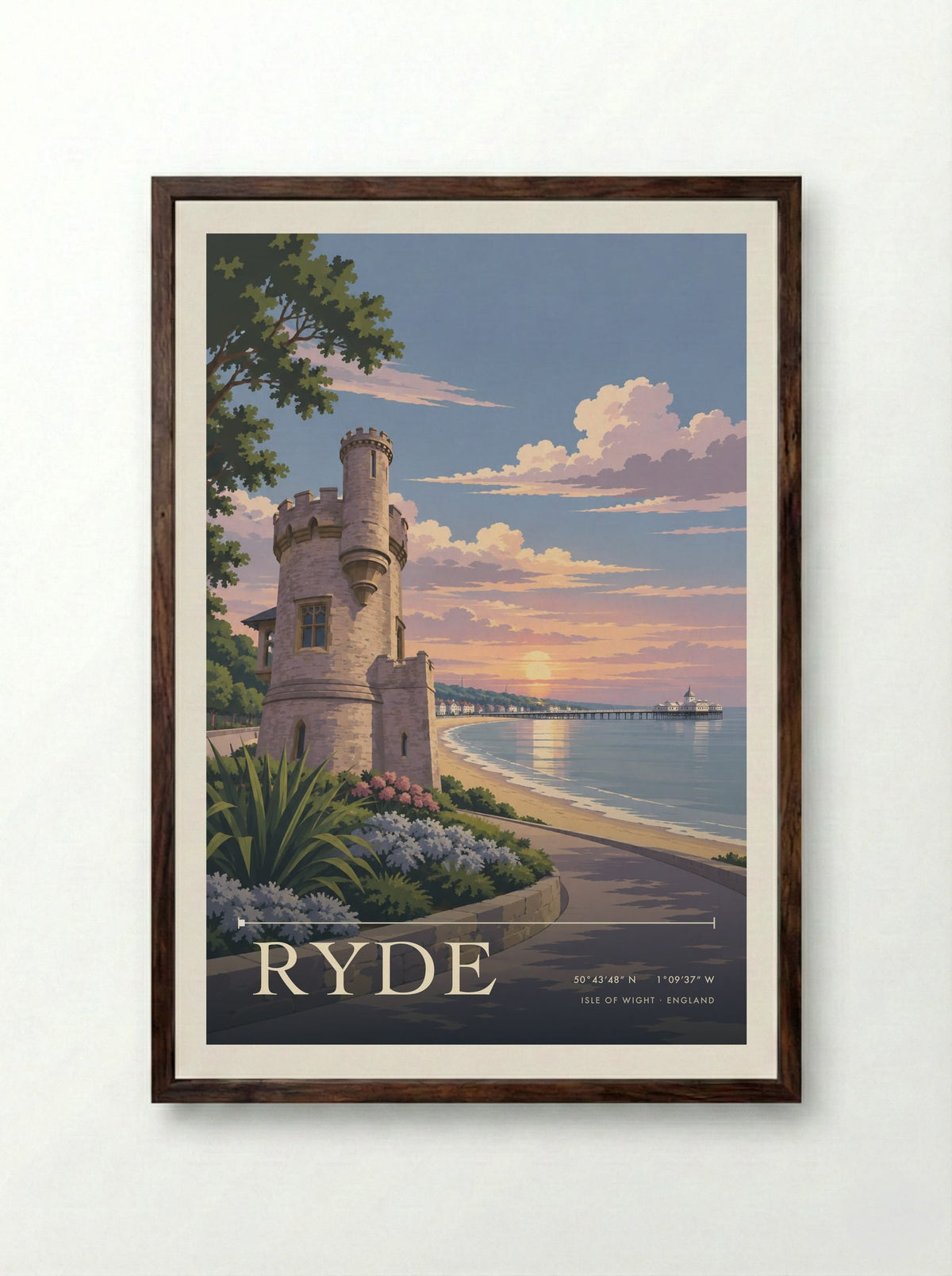 Ryde Isle of Wight | Travel Poster - Framed Print Dark Wood