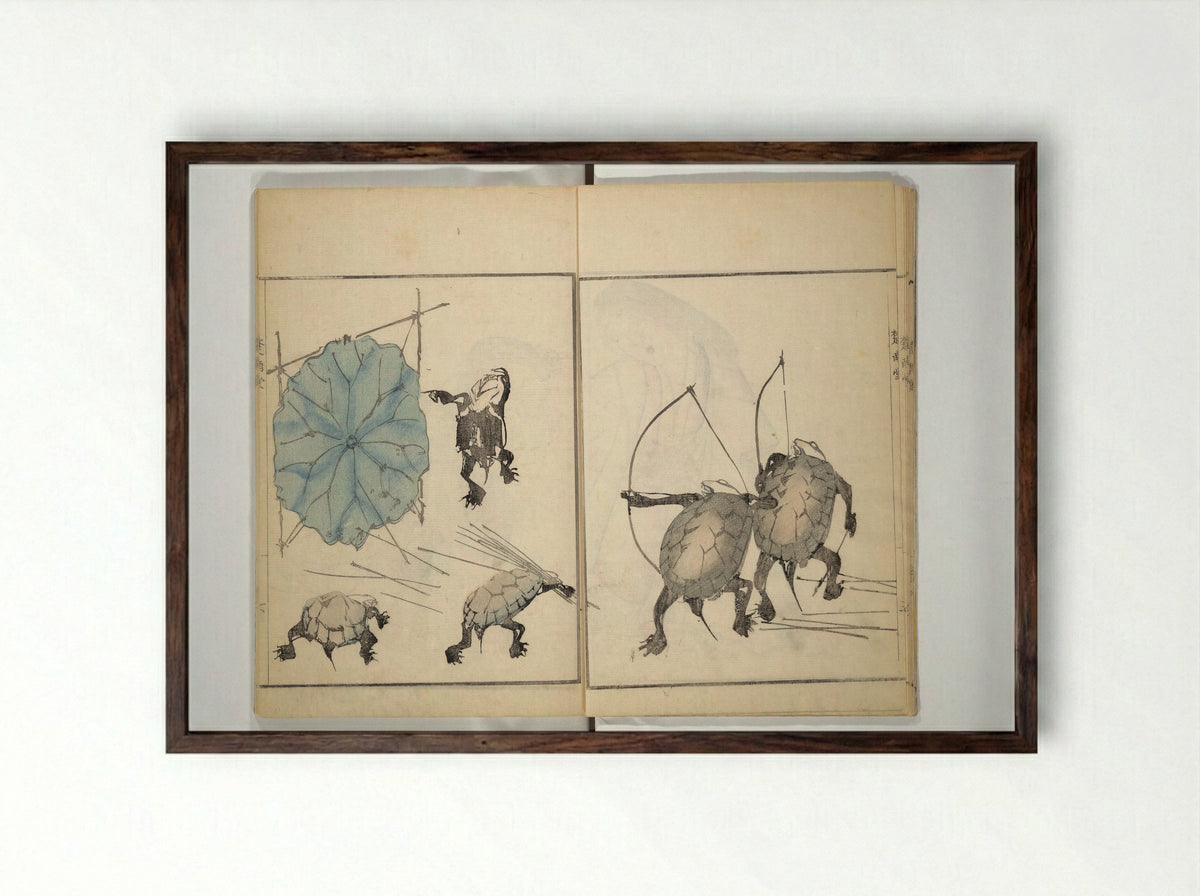 Sōnan Gafu (Picture Album) - Onishi Chinnen - Framed Print Dark Wood