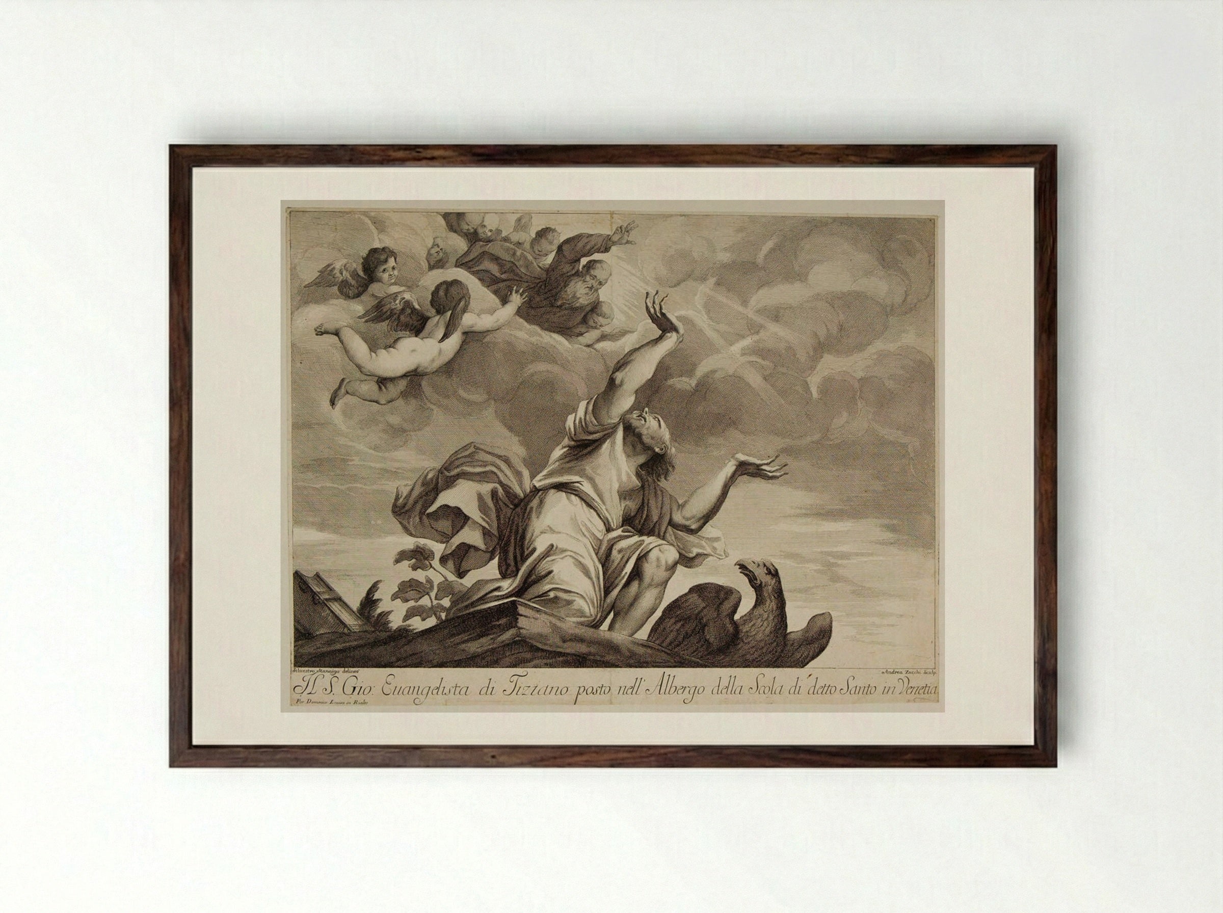 S. John, the Evangelist - Andrea Zucchi - Framed Print Dark Wood