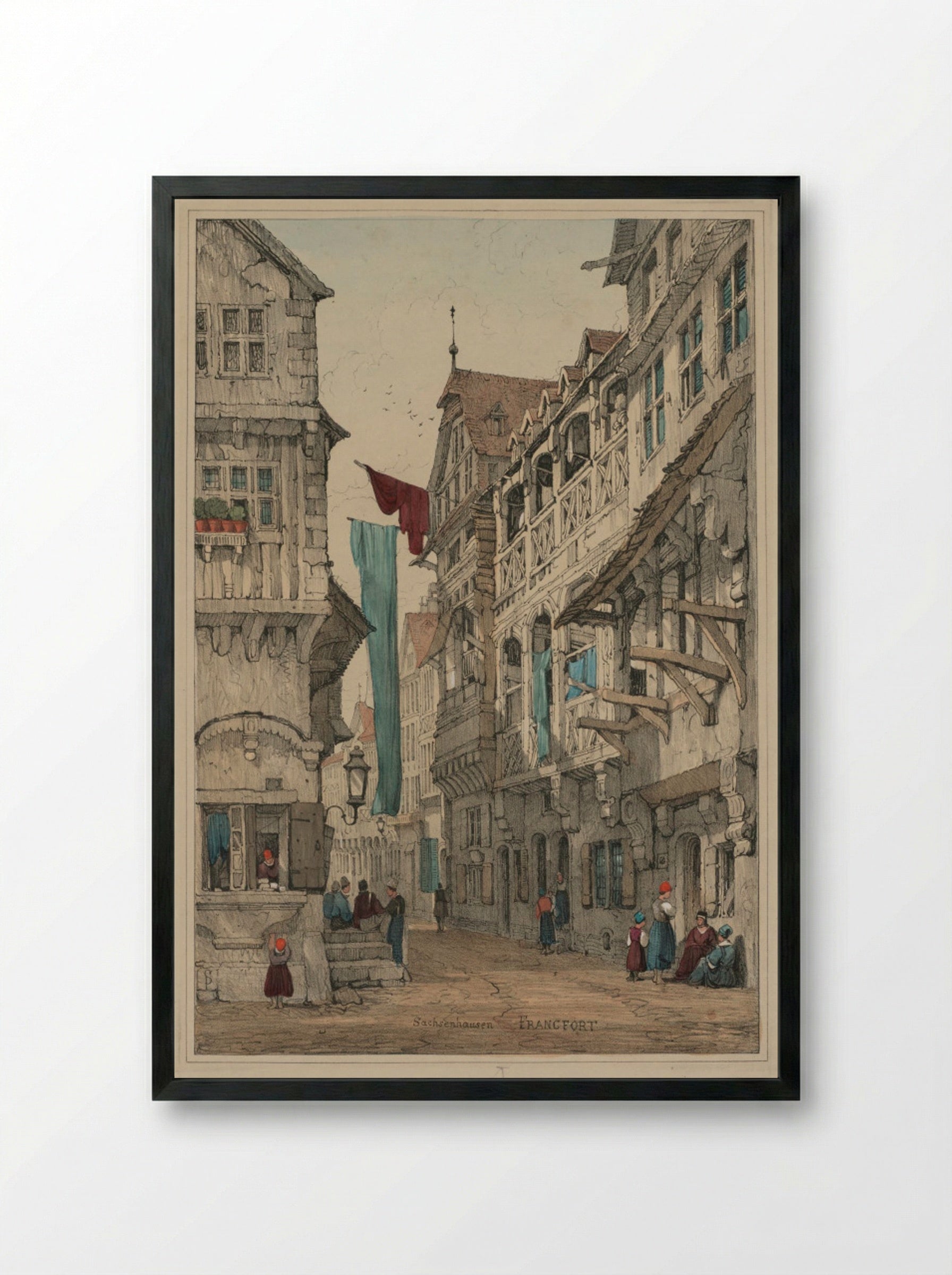 Sachsenhausen, Francfort - Samuel Prout - Framed Print Black