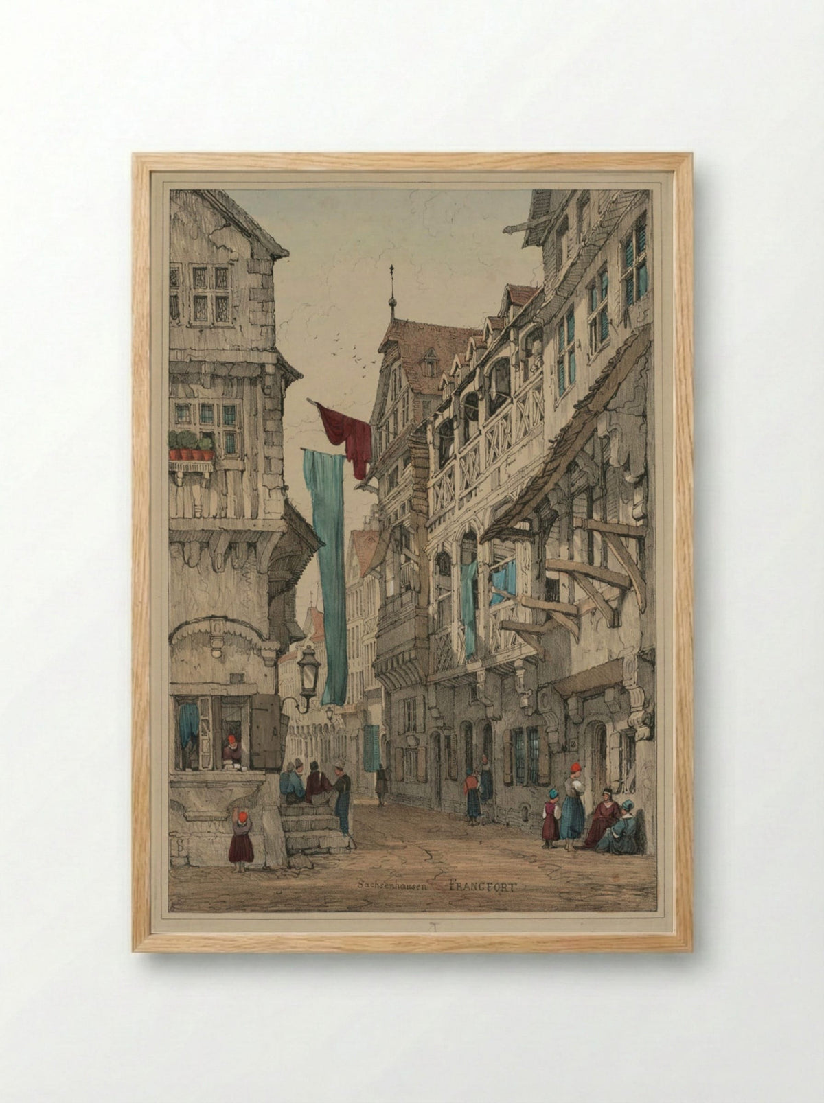 Sachsenhausen, Francfort - Samuel Prout - Framed Print Wood