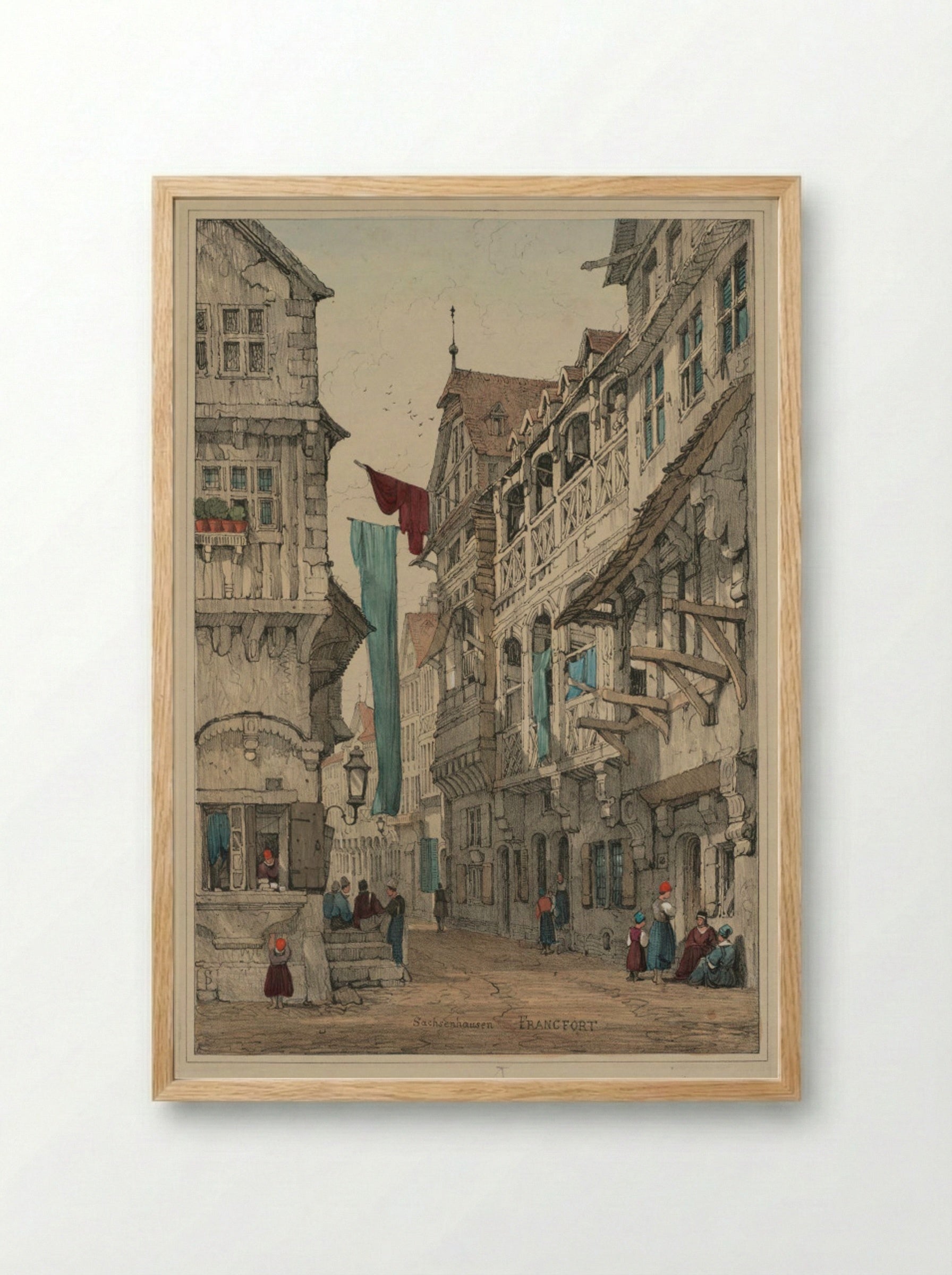 Sachsenhausen, Francfort - Samuel Prout - Framed Print Wood