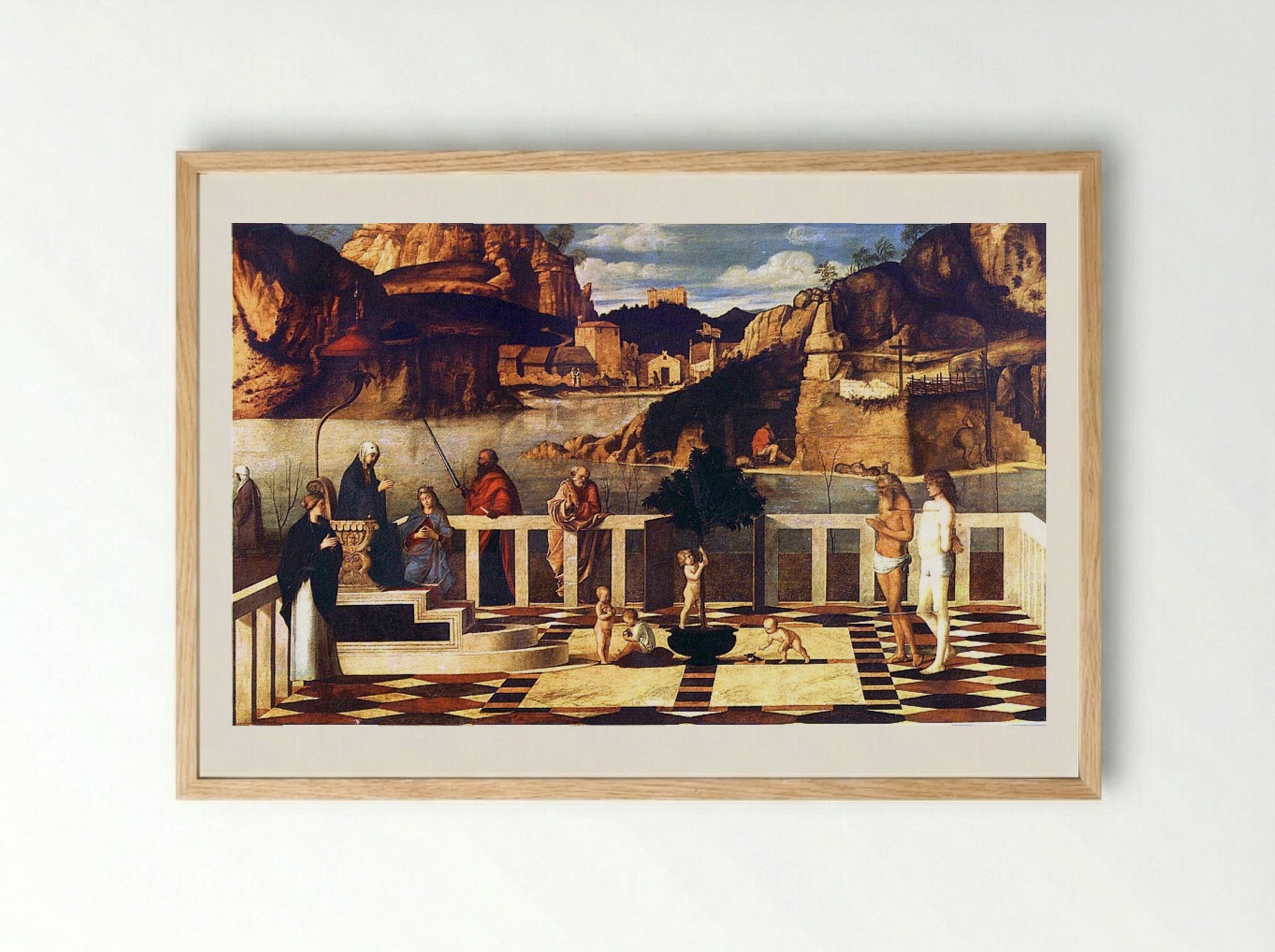 Sacred Allegory - Giovanni Bellini - Framed Print Wood