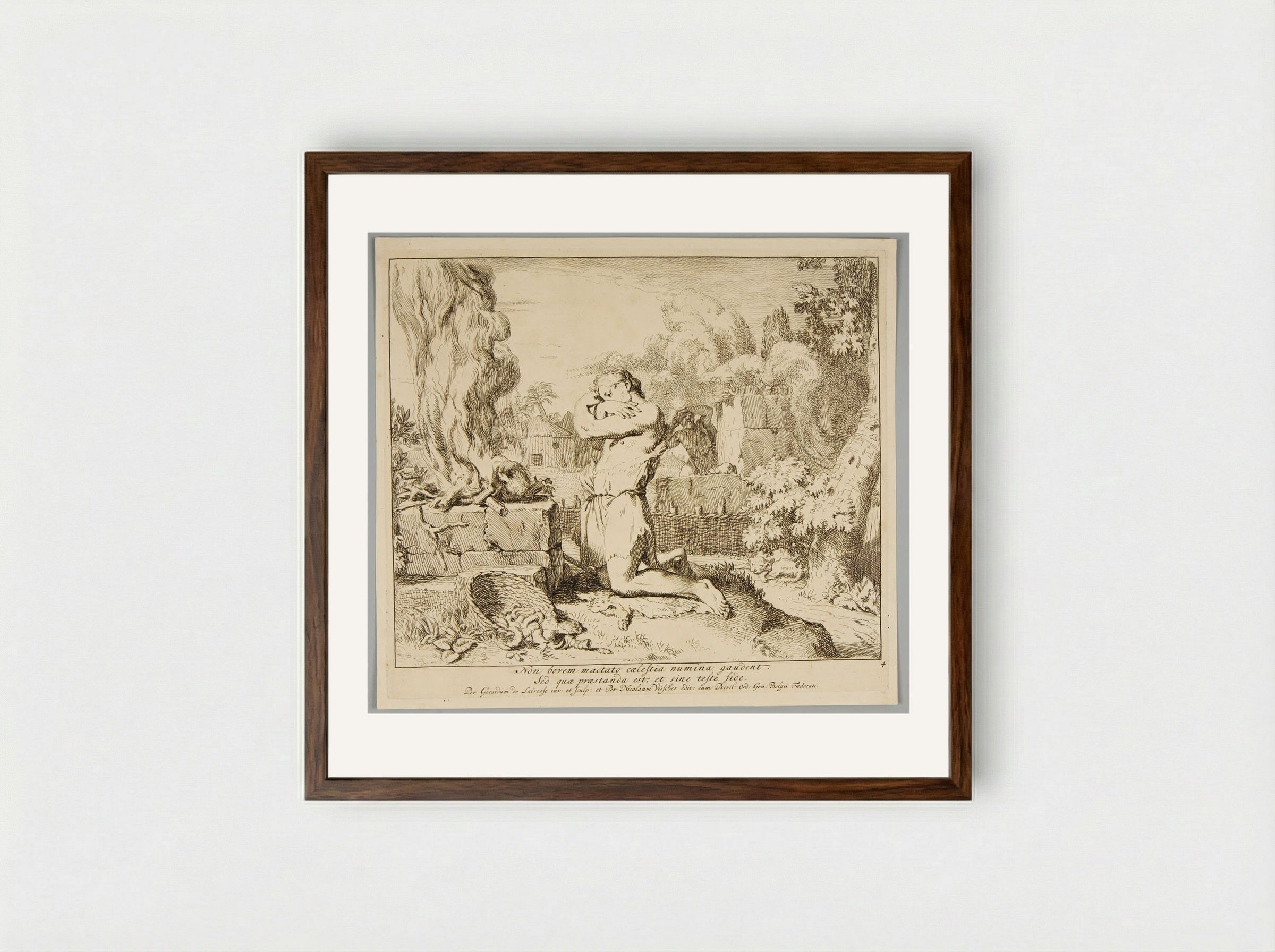 Sacrifice of Cain and Abel - Gérard de Lairesse - Framed Print Dark Wood