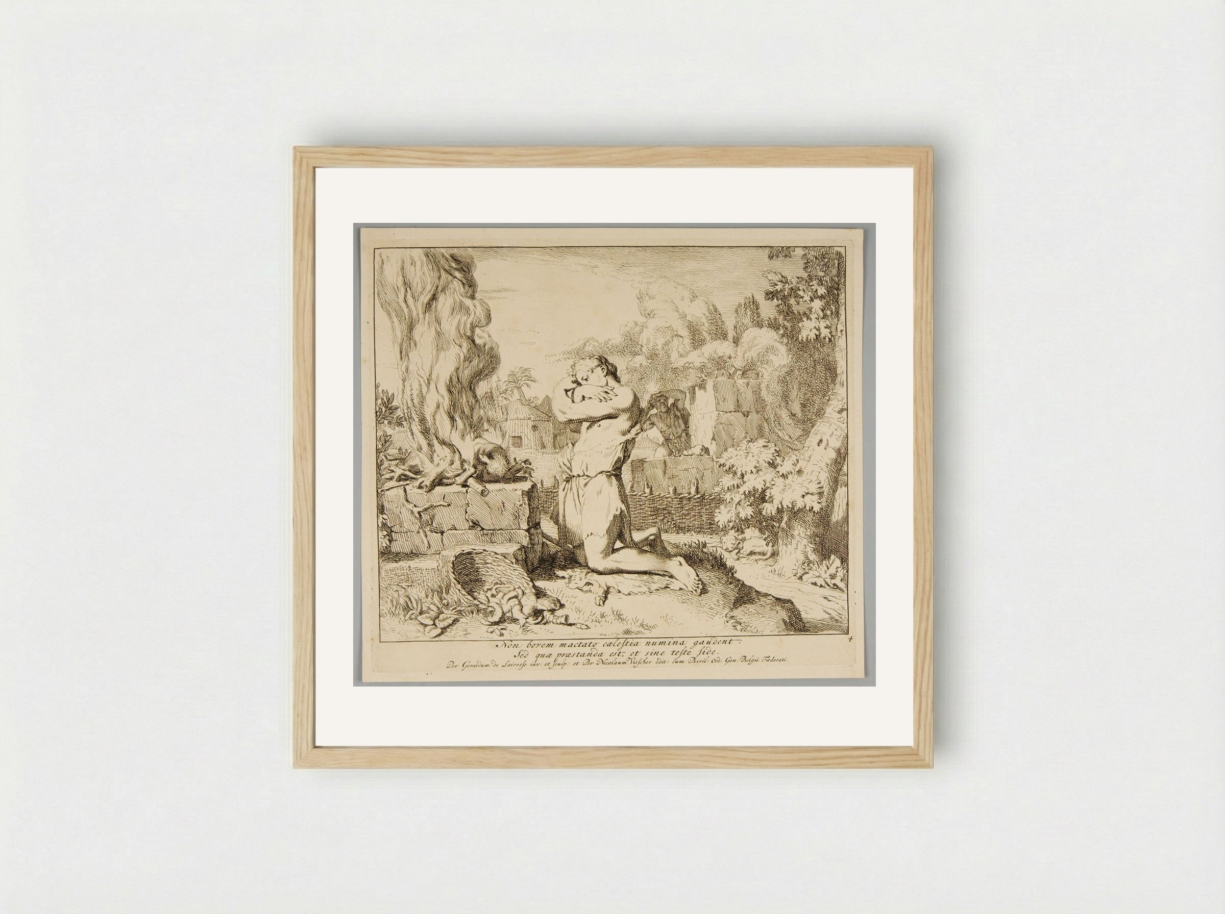Sacrifice of Cain and Abel - Gérard de Lairesse - Framed Print Wood
