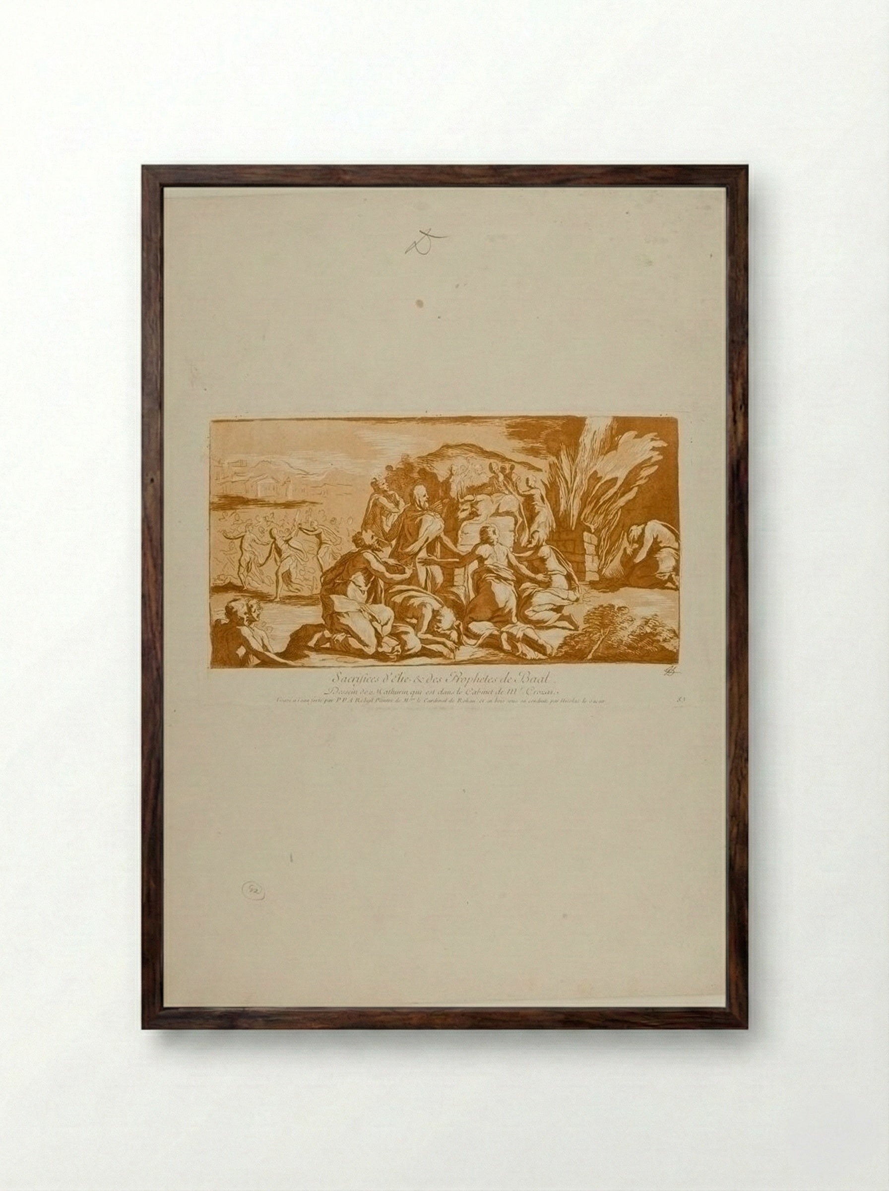 Sacrifices of Elijah and the Prophets of Baal - Nicolas Le Sueur - Framed Print Dark Wood