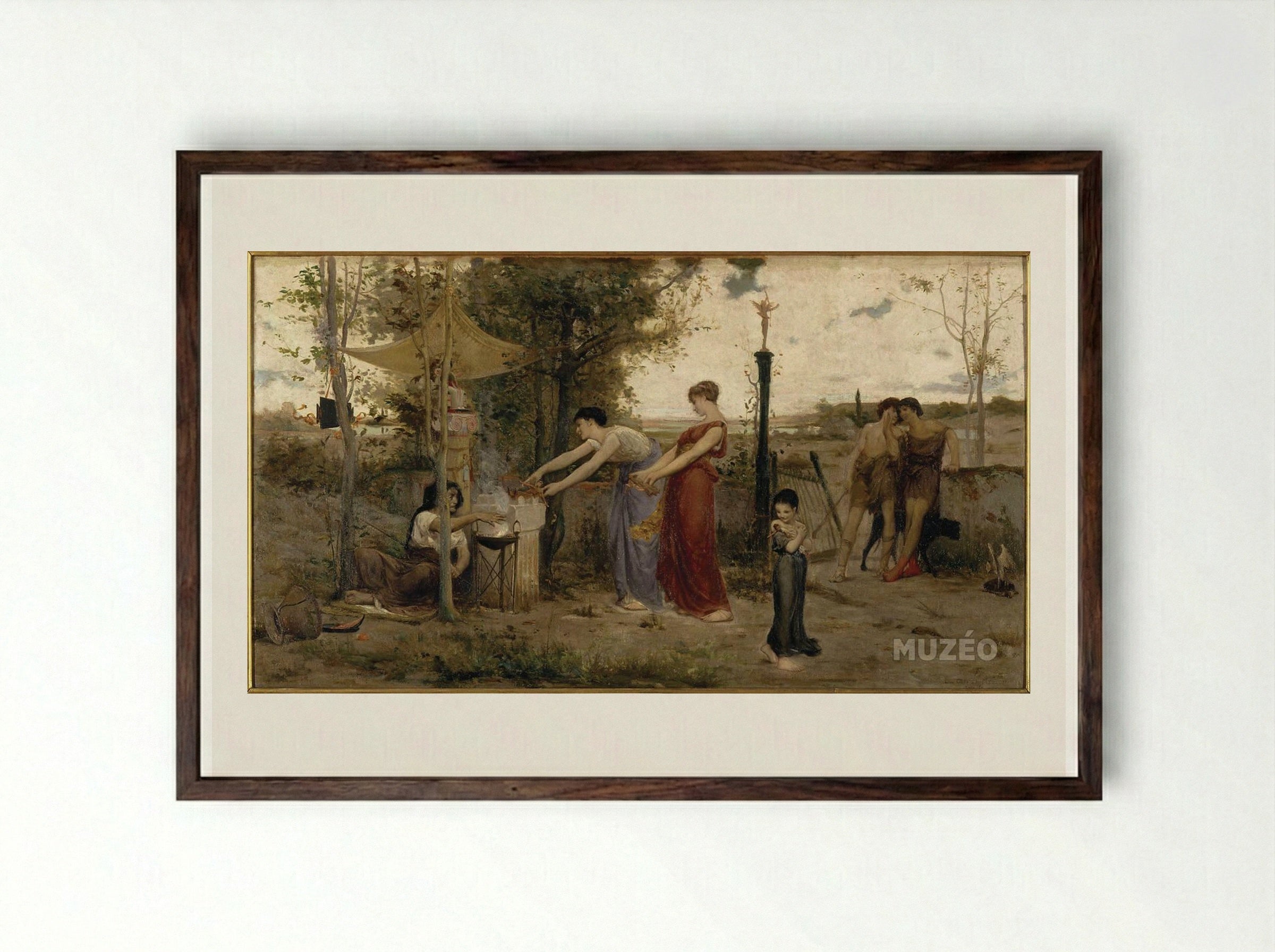 Sacrificing Dolls - Luc-Olivier Merson - Framed Print Dark Wood