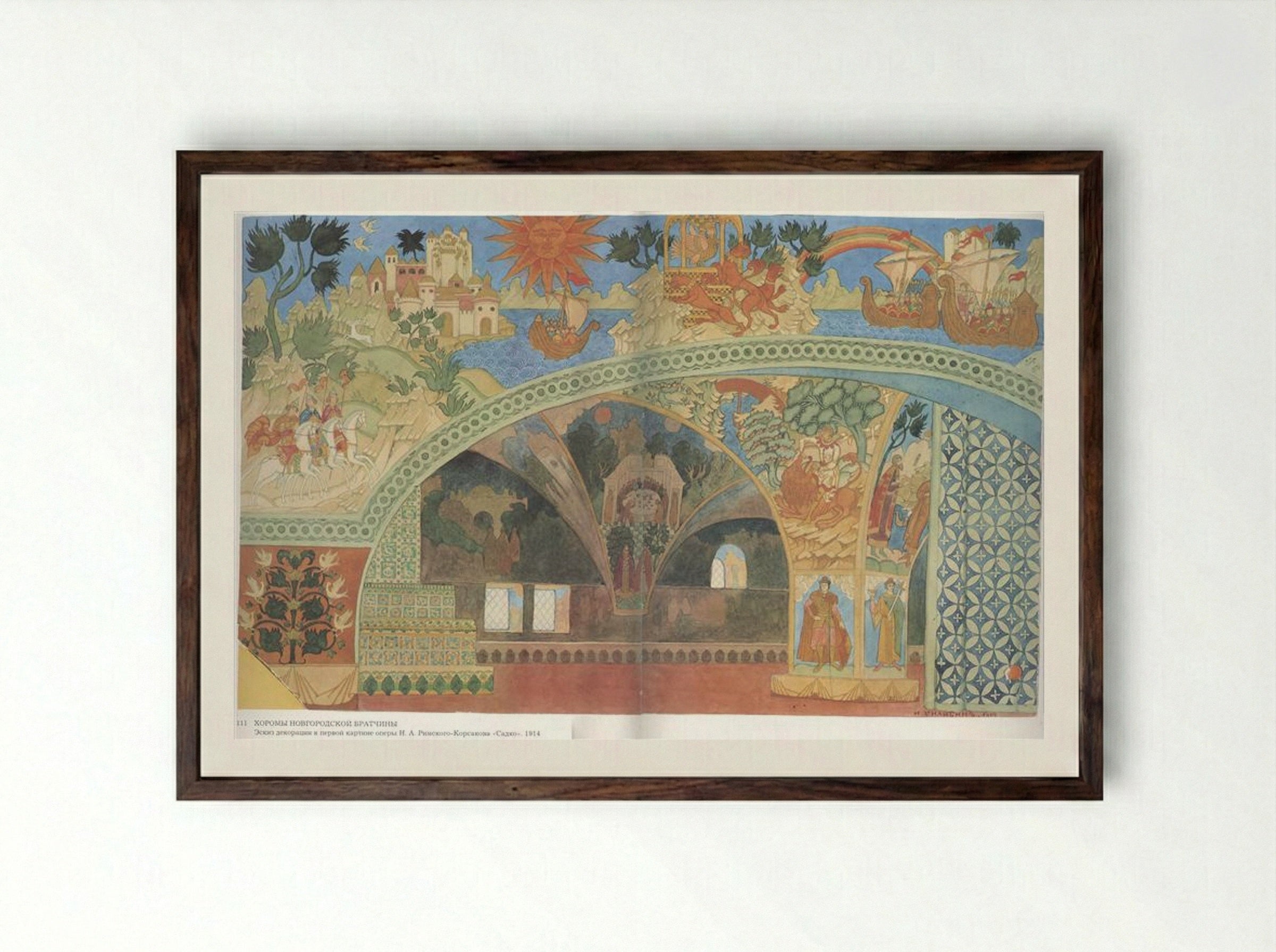 Sadko (Set Design for Rimsky-Korsakov's Opera) - Ivan Bilibin - Framed Print Dark Wood