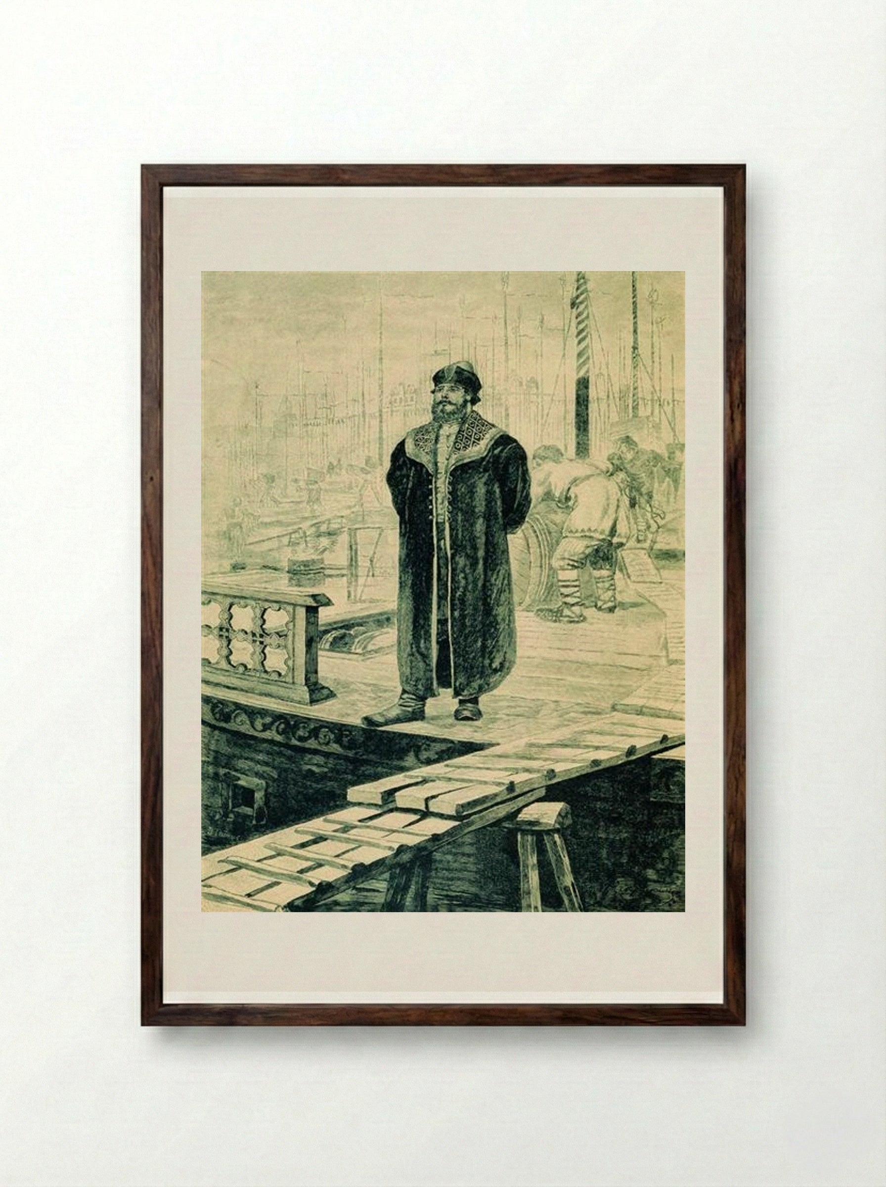 Sadko, a wealthy guest of Novgorod - Andrei Ryabushkin - Framed Print Dark Wood