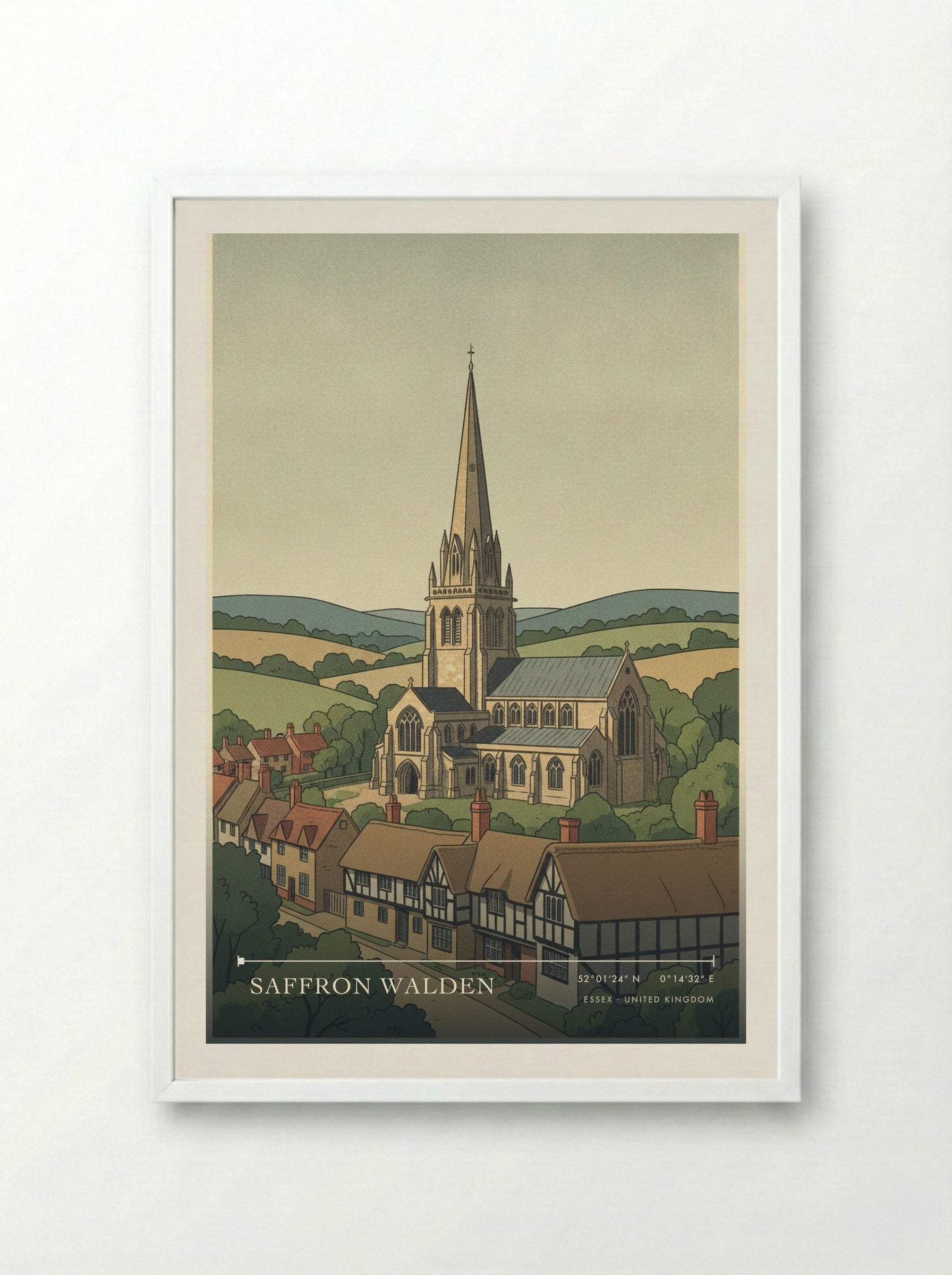 Saffron Walden Essex United Kingdom Travel Poster - Framed Print White